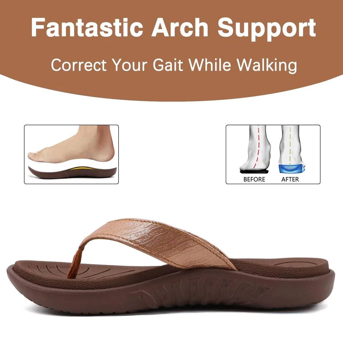 jiajiale Infradito Donna Moda Ortopediche Estive Comode Pelle Supporto Arco Plantare Flip Flop Doccia Spiaggia Piscina Aperte Mare Leggere Eleganti Ciabatte Antiscivolo Gomma Suole