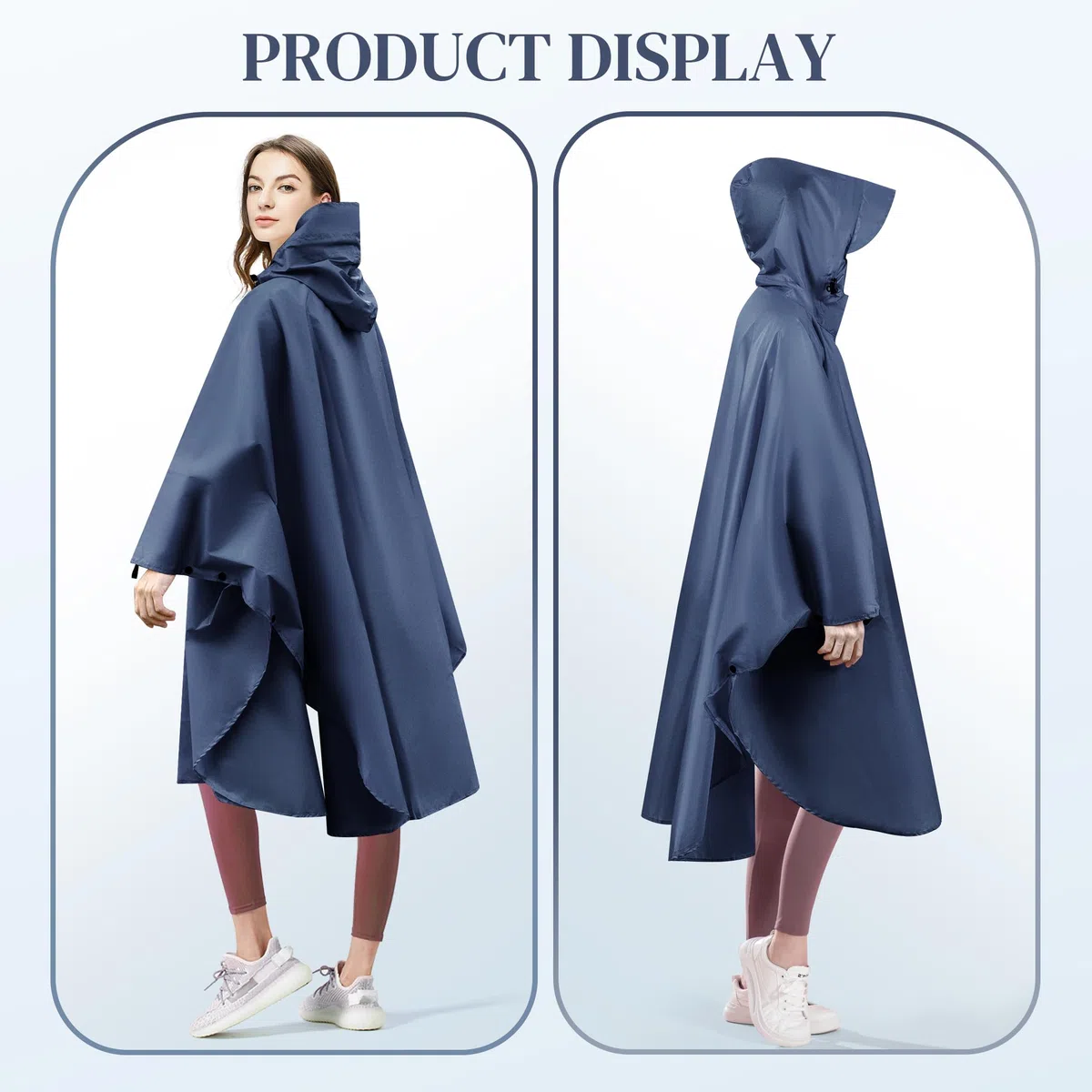 Poncho Antipioggia, Giacca Antipioggia Unisex da Donna, Impermeabile con Cappuccio con Cerniera Poncho Antipioggia Riutilizzabile per Escursioni Campeggio Ciclismo Attività All'aperto