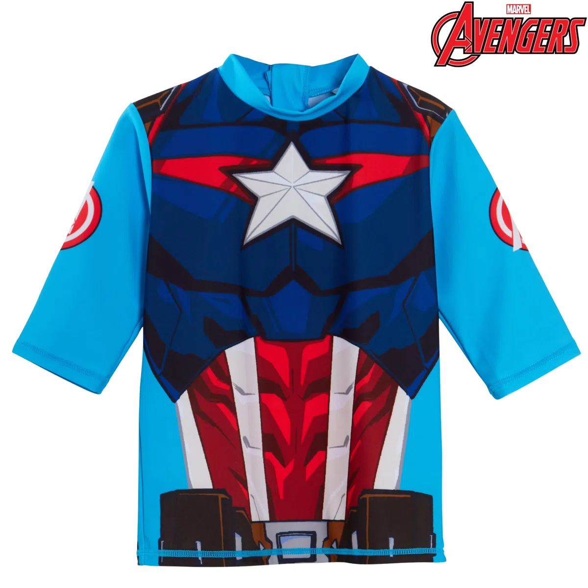 Marvel Pantaloncini da Bagno Captain America + Rash Vest Set da Bagno in 2 Pezzi Set da Bagno per Bambini Top da Surf + Pantaloncini da Surf