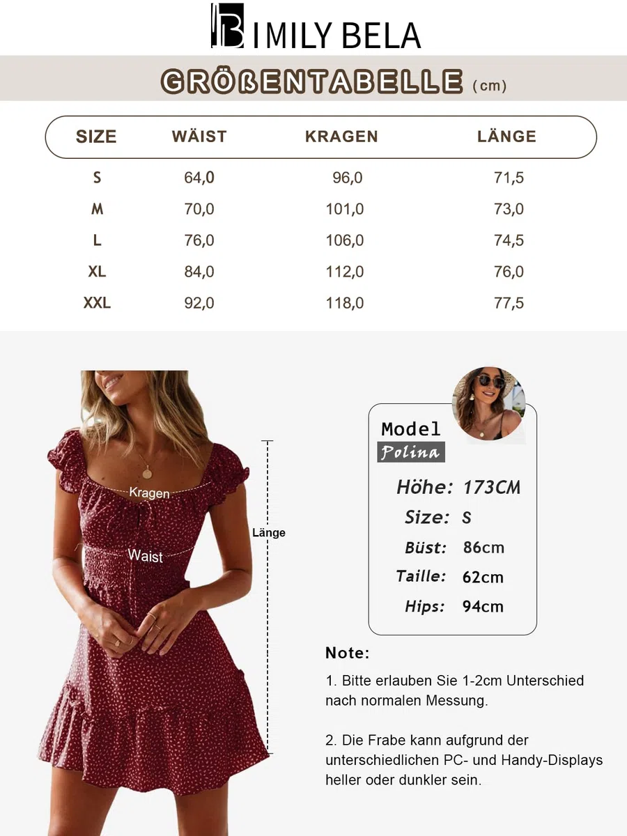 Imily Bela Abito estivo da donna con volant, abito da spiaggia, elegante, linea ad A, a vita alta, con coulisse