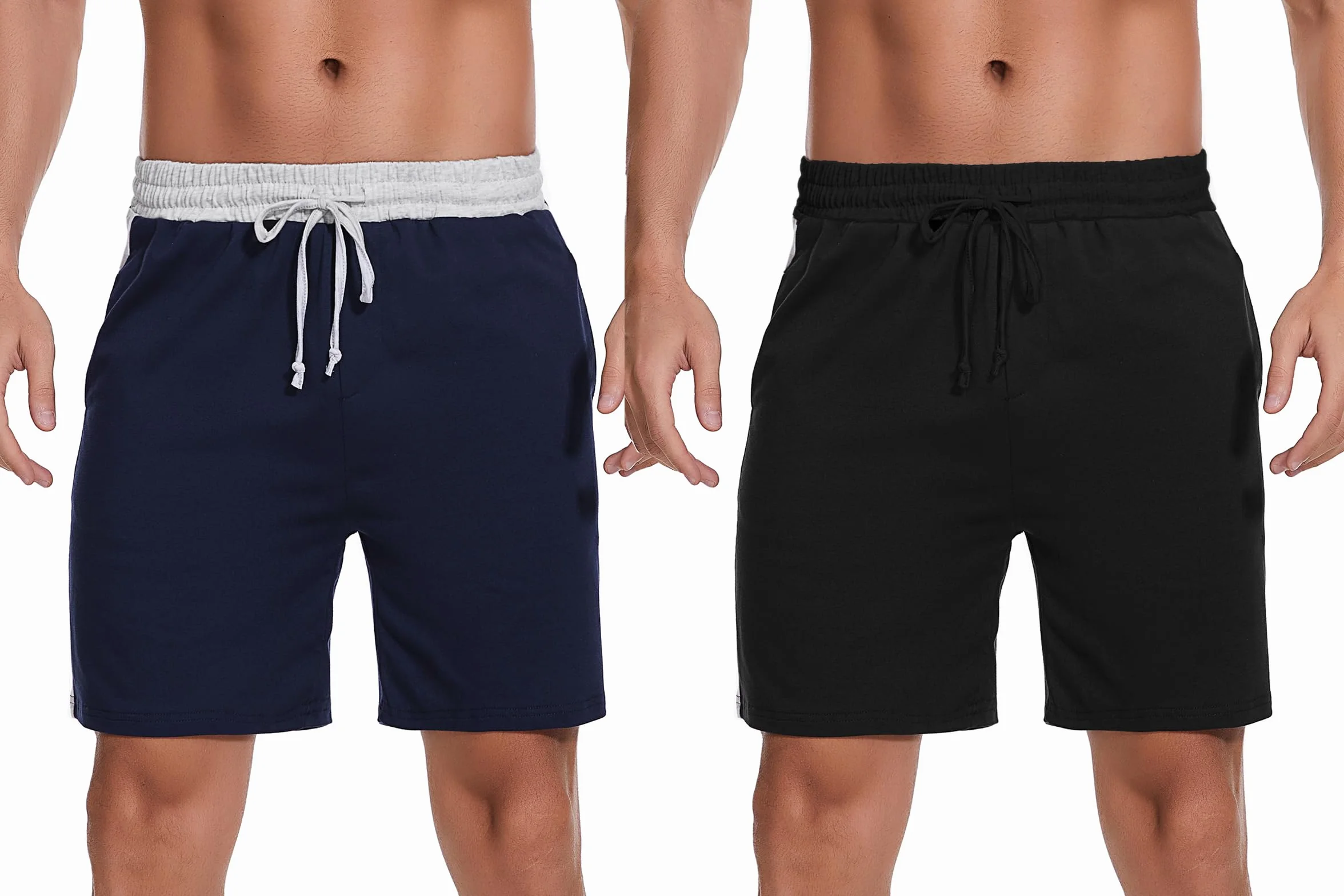 Bresdk Pantaloncini Sportivi Uomo Cotone con Tasche Pantaloni Pigiama Corti Estivi Leggeri Pantalone Estivo Bermuda da Mare Running