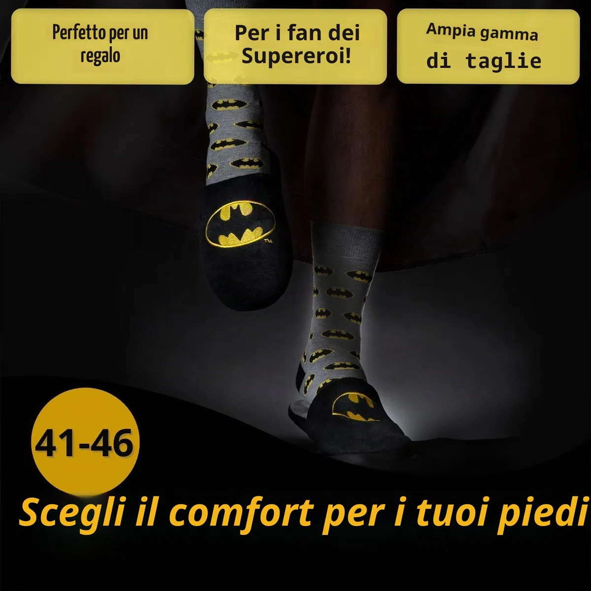 soxo DC Comics The Batman Ciabatte Uomo Idee Regalo Invernali Pantofole Casa Ciabatta 3 Taglie