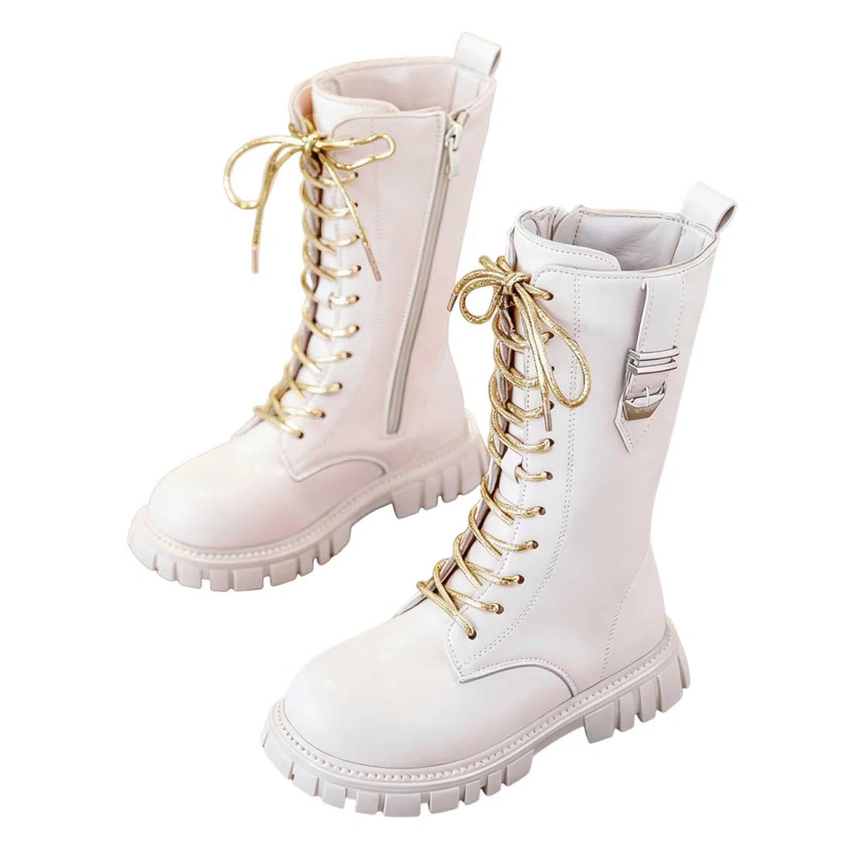 Stivali invernali foderati per ragazze e bambini caldi stivali da equitazione con pile foderato in pelle stivali con cerniera laterale stivali da neve impermeabili