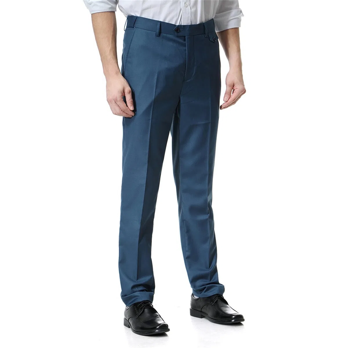 Men's Solid Stretch Flat Front Pant Modern Fit Vestito Pantaloni Slim Fit Stretch Vestito Pantaloni
