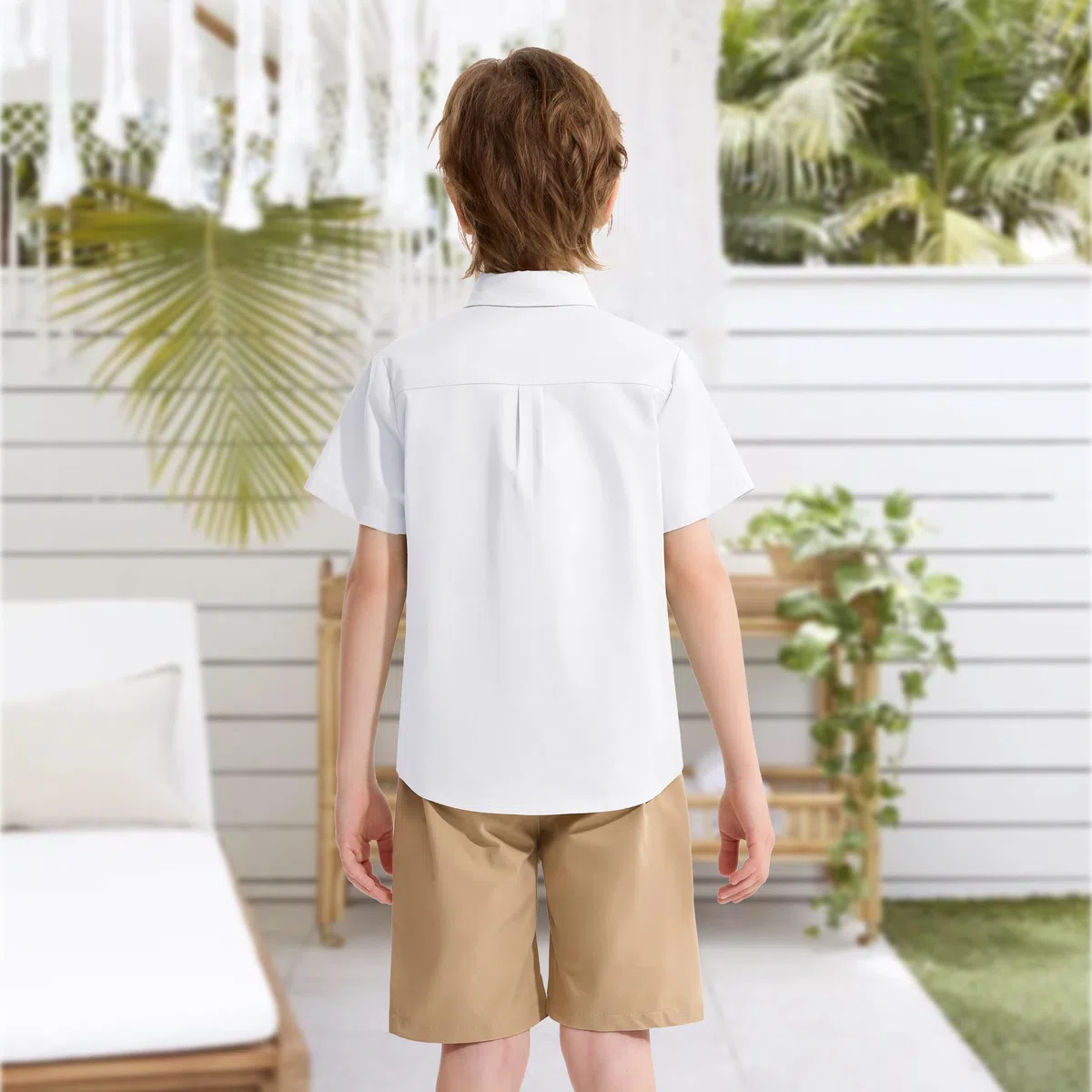 LOLANTA Camicia a Maniche Corte per Bambini, Camicia Scolastica Formale in Puro Cotone, 3–14 Anni