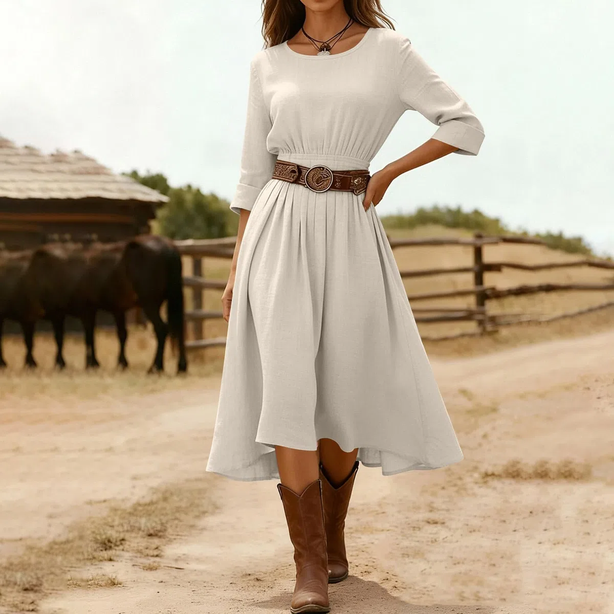HAOLEI Vestito Bianco Donna Estivo Lino Manica Corta Vestito Lungo Tinta Unita Abiti da Spiaggia in Lino di Cotone Abito Allentato Casual Vacanza Festa Copricostume Mare per la Primavera e L'Estate