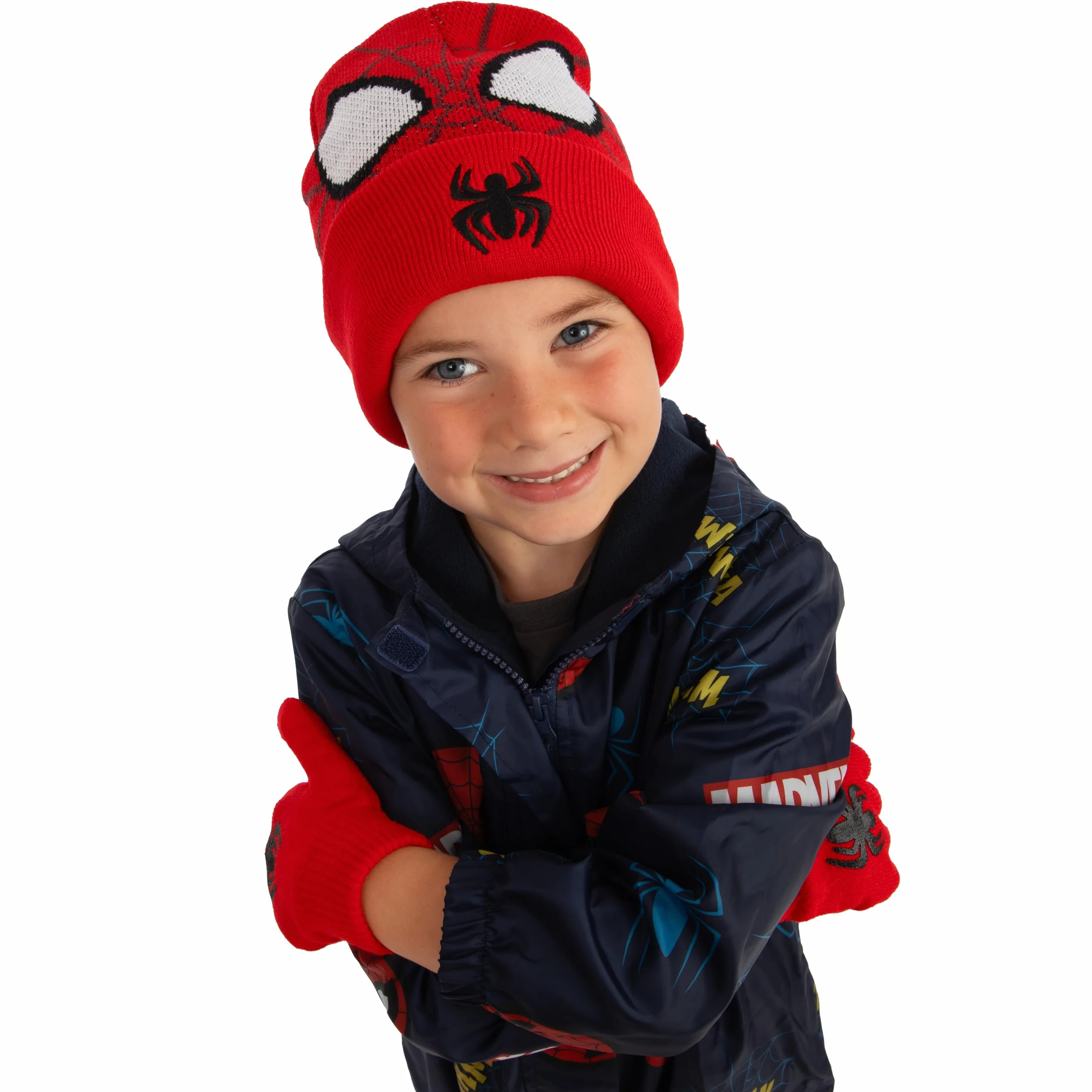 Marvel Set Guanti E Cappellino Bambino Spiderman, Set Guanti Invernali E Cappello Spidey, Cappello Spiderman Bambino, Taglia Unica Rosso