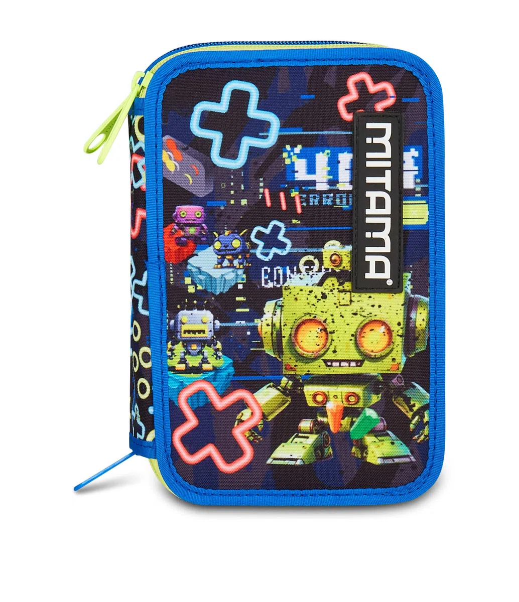 Mitama Astuccio Scuola 3 Scomparti, TRIPLO GAMING404, Contenuto 47 pz, Completo di Matite, Pennarelli, Portapenne Scuola Elementare Bambino