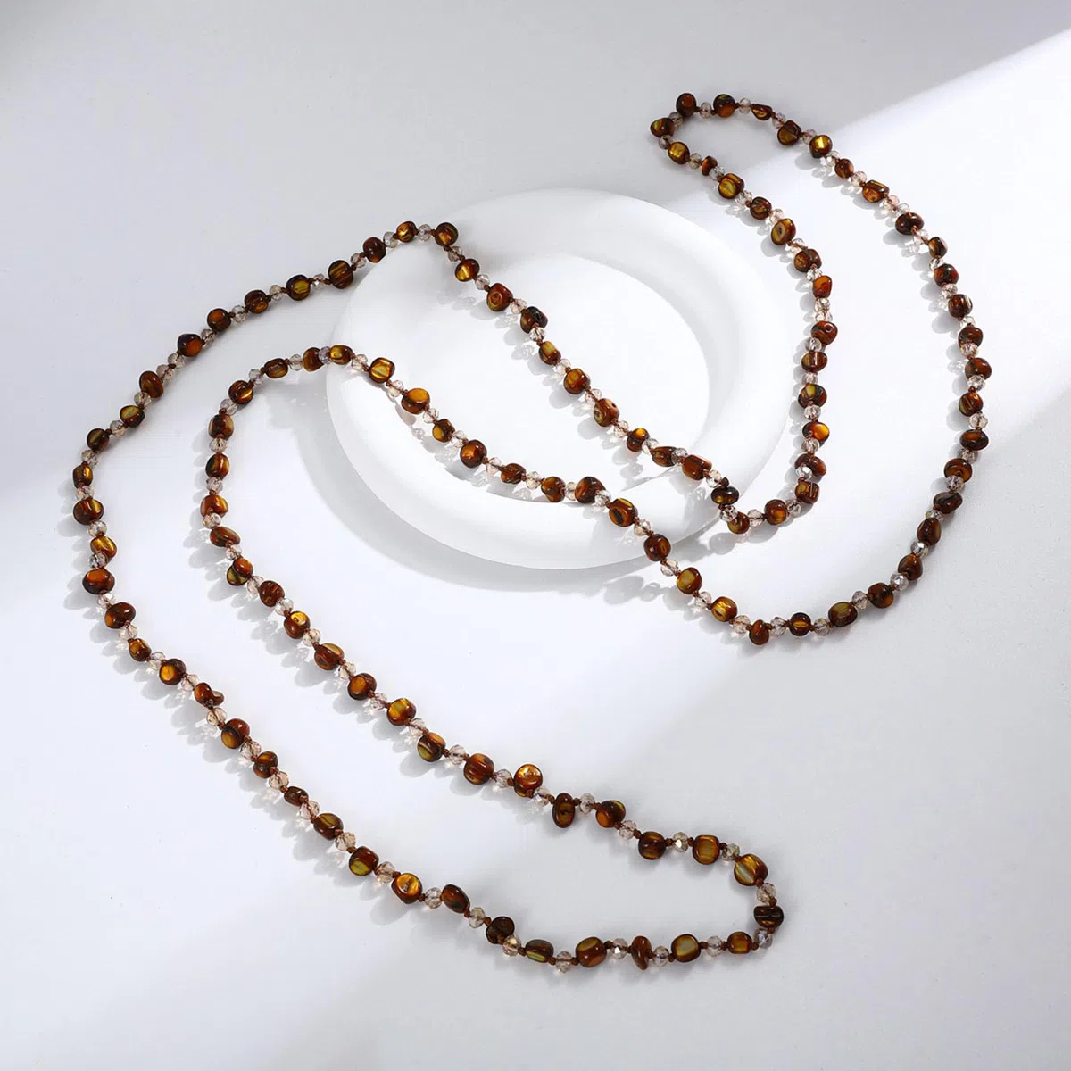 Collana lunga con perline irregolari colorate, collane lunghe estive da spiaggia, gioielli bohémien da donna (Style E)