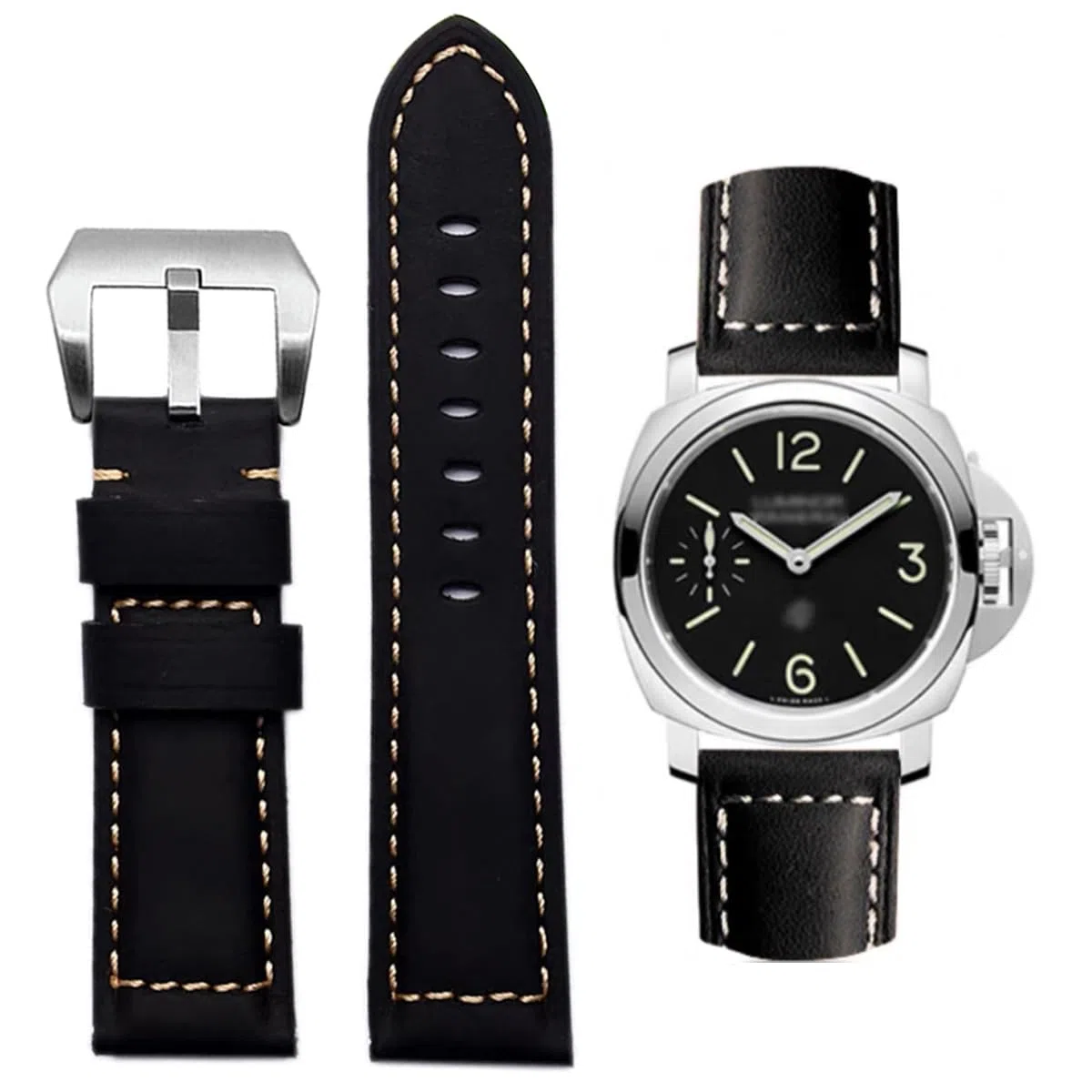 Cinturino per Orologio in Pelle Vintage Ricambio Uomo in Vera Morbido Impermeabile con Attrezzi 20mm 22mm 24mm 26mm per Panerai