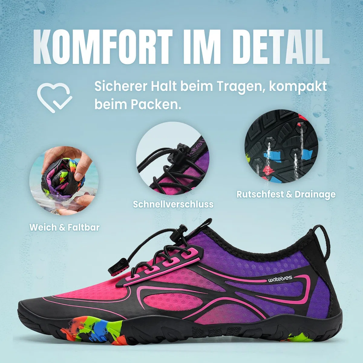 WateLves Scarpe da Bagno Scarpe da Acqua Donne Uomini Asciugano Velocemente e Indossano Velocemente Scarpe da Spiaggia, per Sub, Surf, Sport Acquatici, Escursionismo, Yoga, Oggi,36-48EU