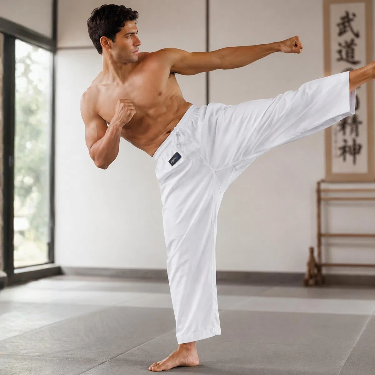 Pantaloni Cotone Allenamento Arti Marziali Karate Kungfu Wushu Jujitsu Judo Tai Chi