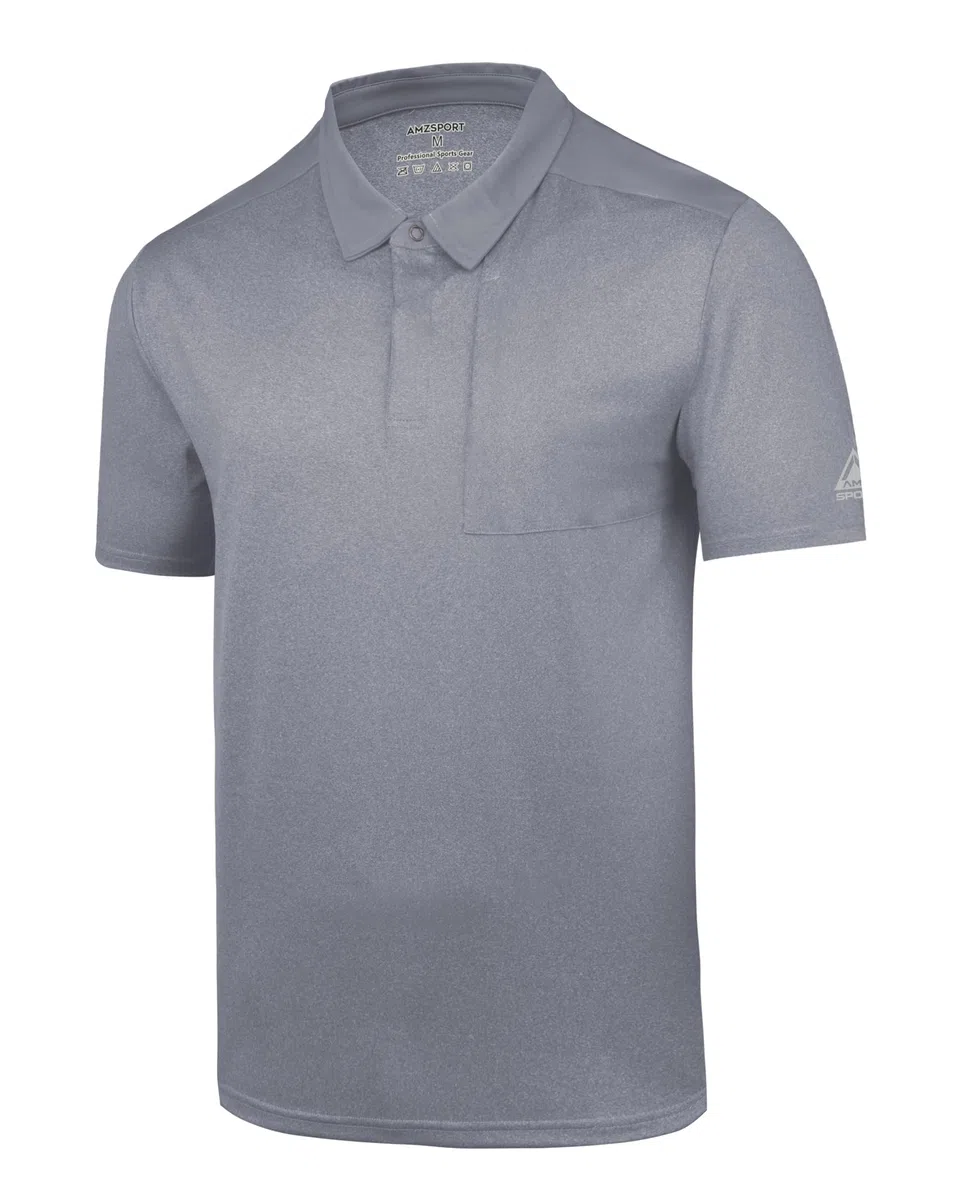 AMZSPORT Polo Uomo Manica Corta Sportiva Golf Tennis Zip Pocket Sport T-Shirt Asciugatura Rapida Traspirante per L'Ufficio con Colletto e Bottoni