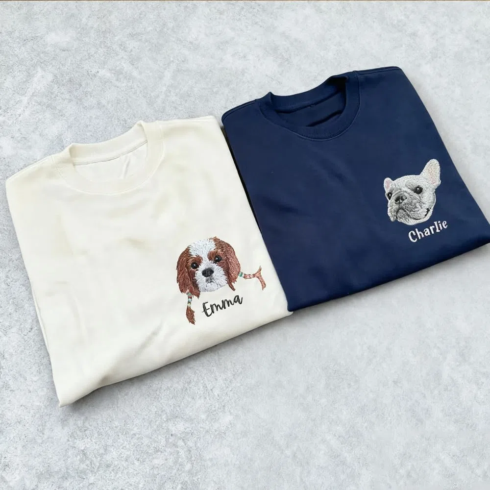 Felpa Personalizzata con Cappuccio - Ricamata con Foto Animali Domestici + Nome | Regalo Perfetto per Coppie, Fidanzati, Fidanzate, Regali di Natale