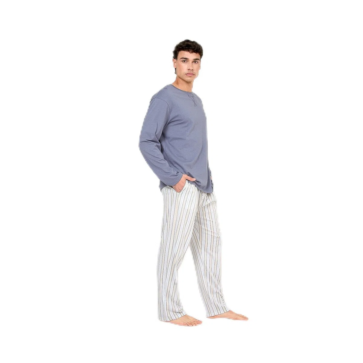 TRAMAS+ Pigiama Uomo in Cotone, Pigiama Uomo Completo Lungo con Maniche Lunghe, 100% Cotone, Comodo e Traspirante -
