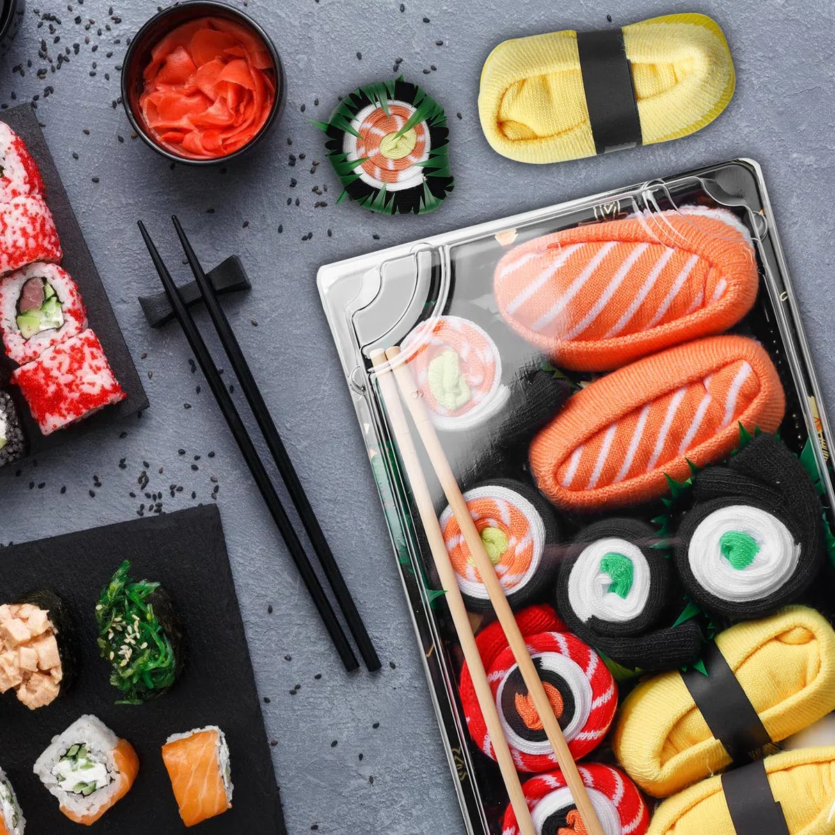 BAIFULAI 5 Paia di Calzini Sushi Divertenti Accessori per Uomo Donna Idee Regalo Divertenti