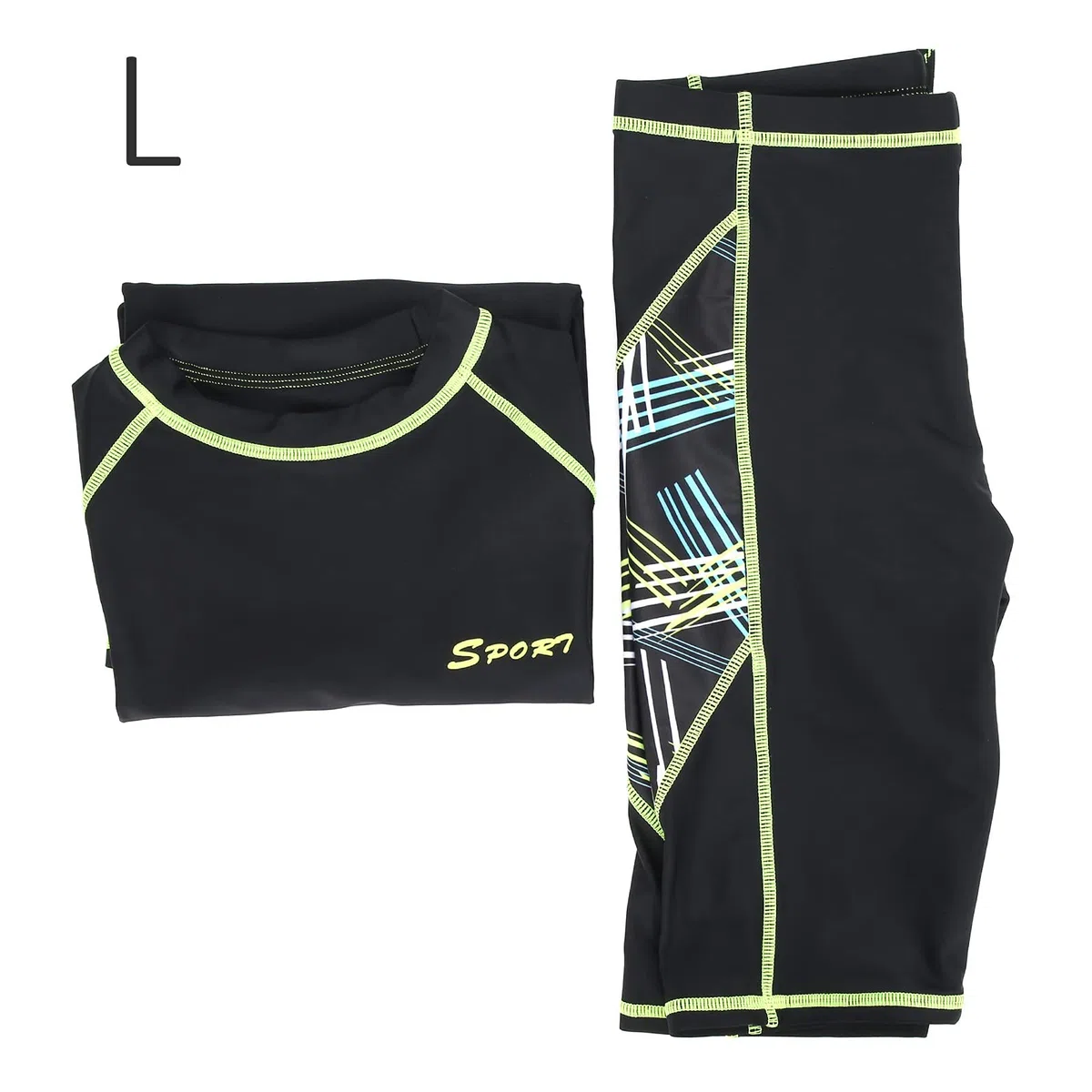 POENVFPO Tuta da Surf da Uomo, Camicia a Maniche Corte con Pantaloncini 2 Pezzi Muta da Bagno Estiva per Uomo (L)
