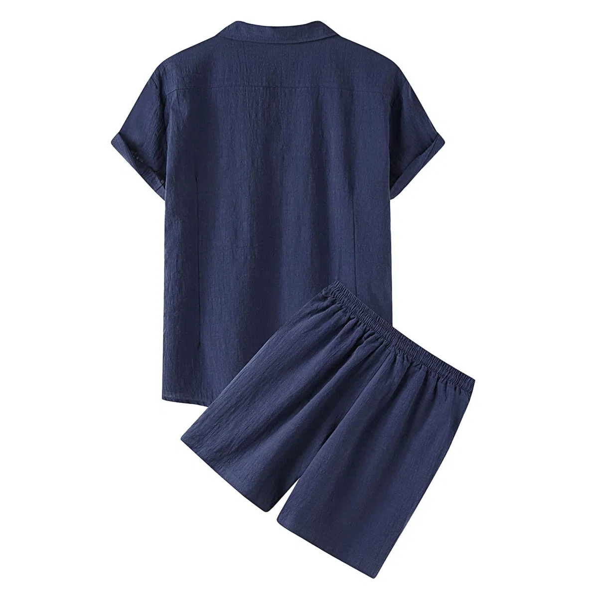 Completa Tuta In Lino Da Uomo, Due Pezzi, Estiva, Per Il Tempo Libero, Tinta Unita, A Maniche Corte Camicia E Pantaloncini Da Spiaggia, Set Di Pantaloni Corti In Cotone E Lino Jogging Outdoor Yoga