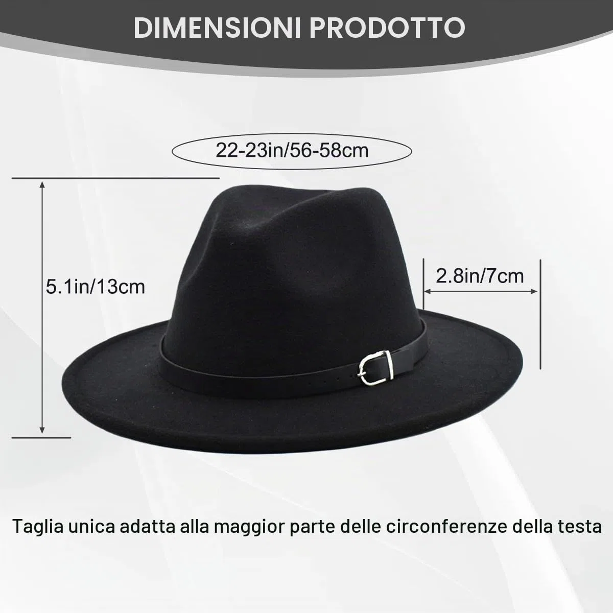 QUUPY Cappello Fedora classico a tesa larga con fibbia per cintura in feltro cappello Panama per donne uomini (rosso)