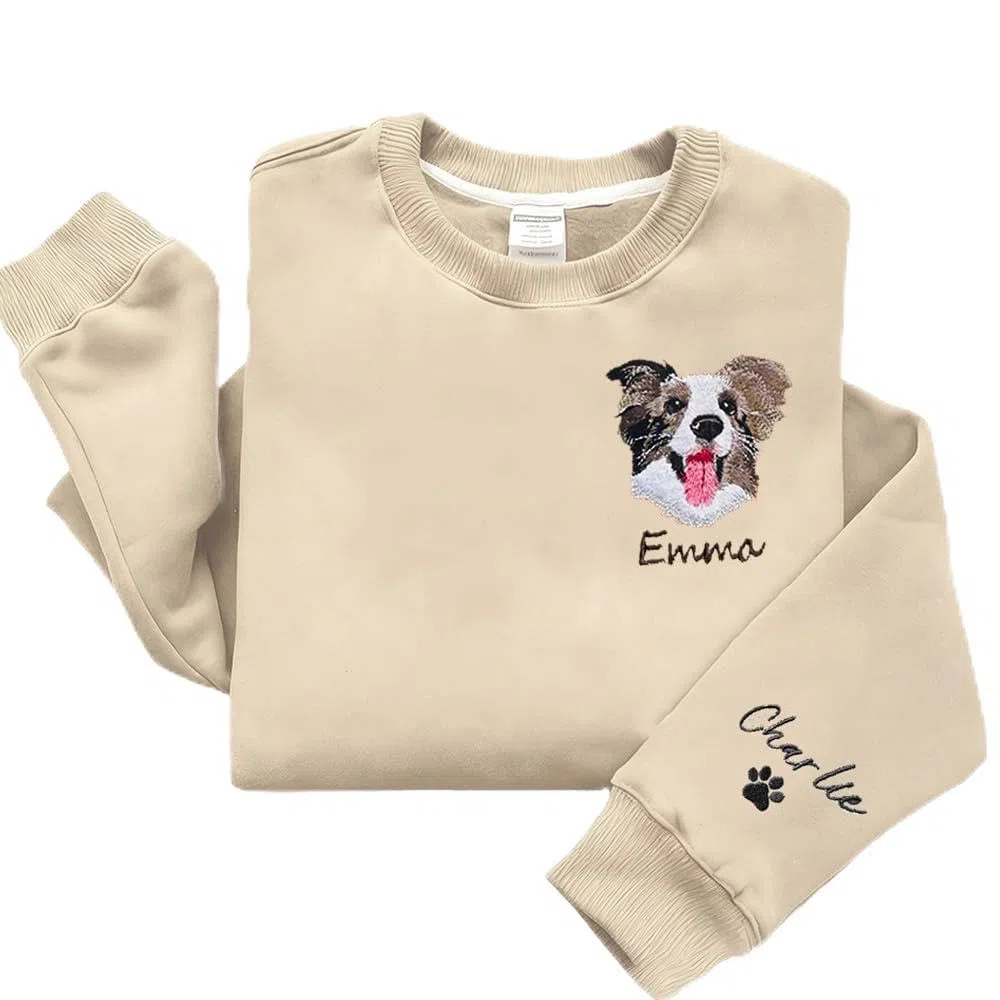 Felpa Personalizzata con Cappuccio - Ricamata con Foto Animali Domestici + Nome | Regalo Perfetto per Coppie, Fidanzati, Fidanzate, Regali di Natale