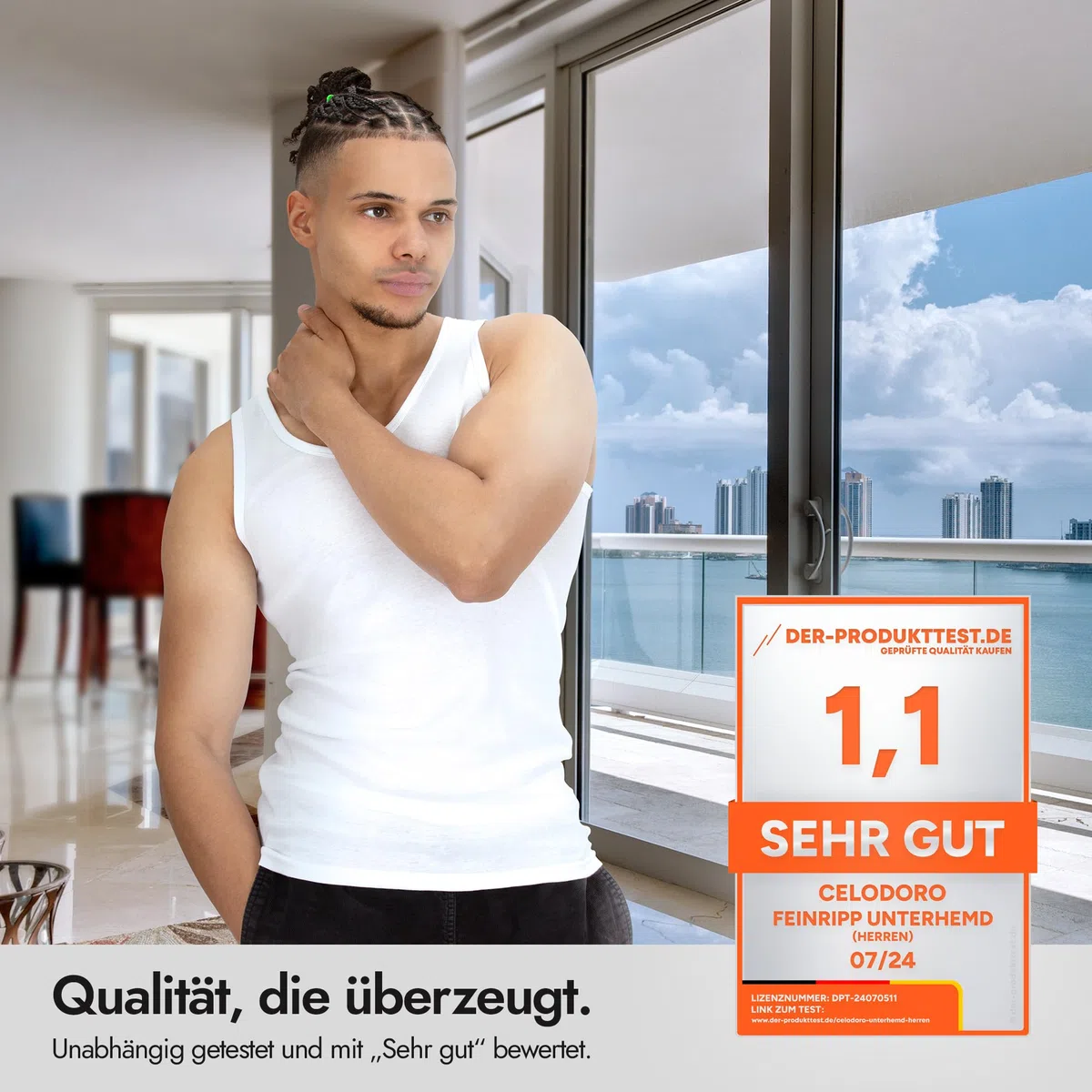 CELODORO - Canottiere da uomo lisce, 100% cotone pettinato, pretrattate, 5 pezzi, colore: bianco
