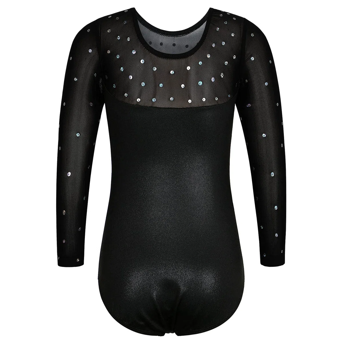 Body da ginnastica per bambini, con paillette, body da ginnastica, a maniche lunghe, in tulle