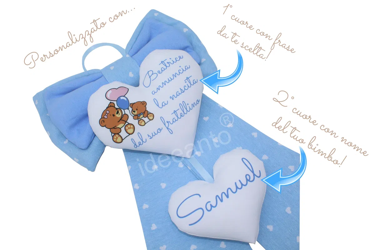 ideeanto Fiocco Nascita bimbo bimba Personalizzato con Nome e Frase, Fatto a Mano in Italia, fiocco nascita rosa fiocco nascita azzurro