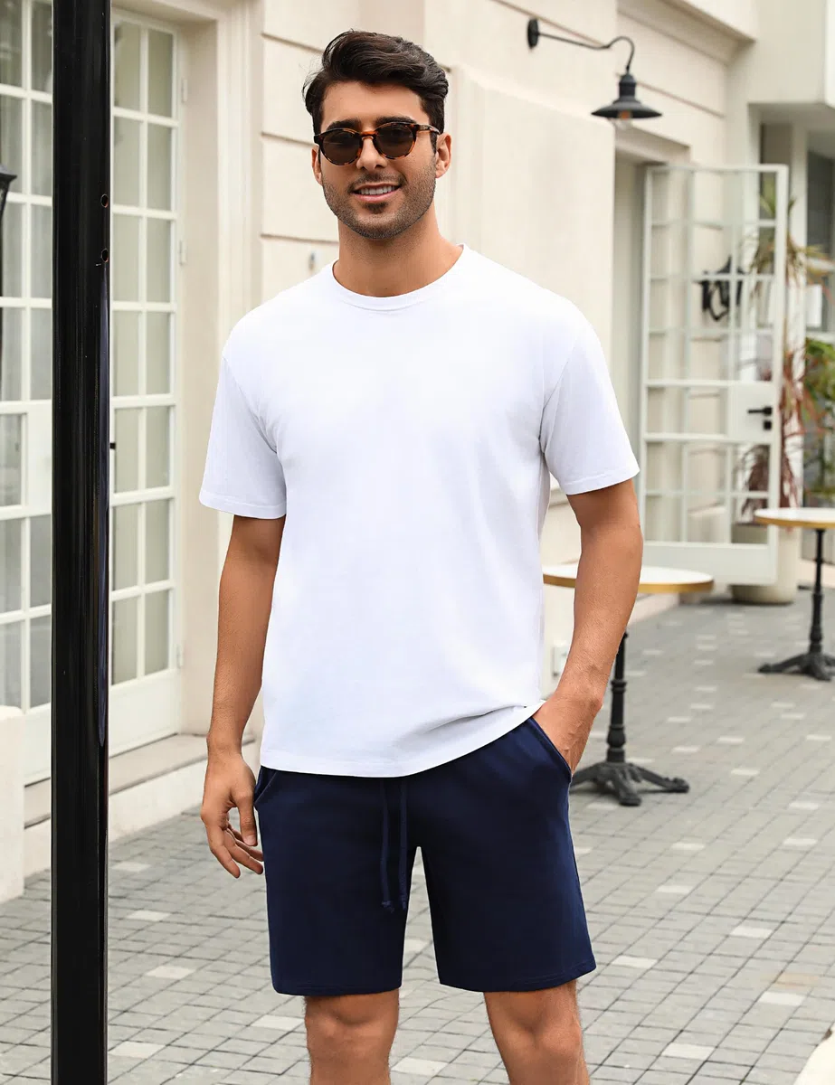 Calze da Pigiama da Uomo in Cotone Pantaloni Pantaloncini Bermuda Corti Morbidi Pantaloncini da Jogging Sportivi Casual da Notte Elastici Regolabili e Tasche Pantaloncini Estivi