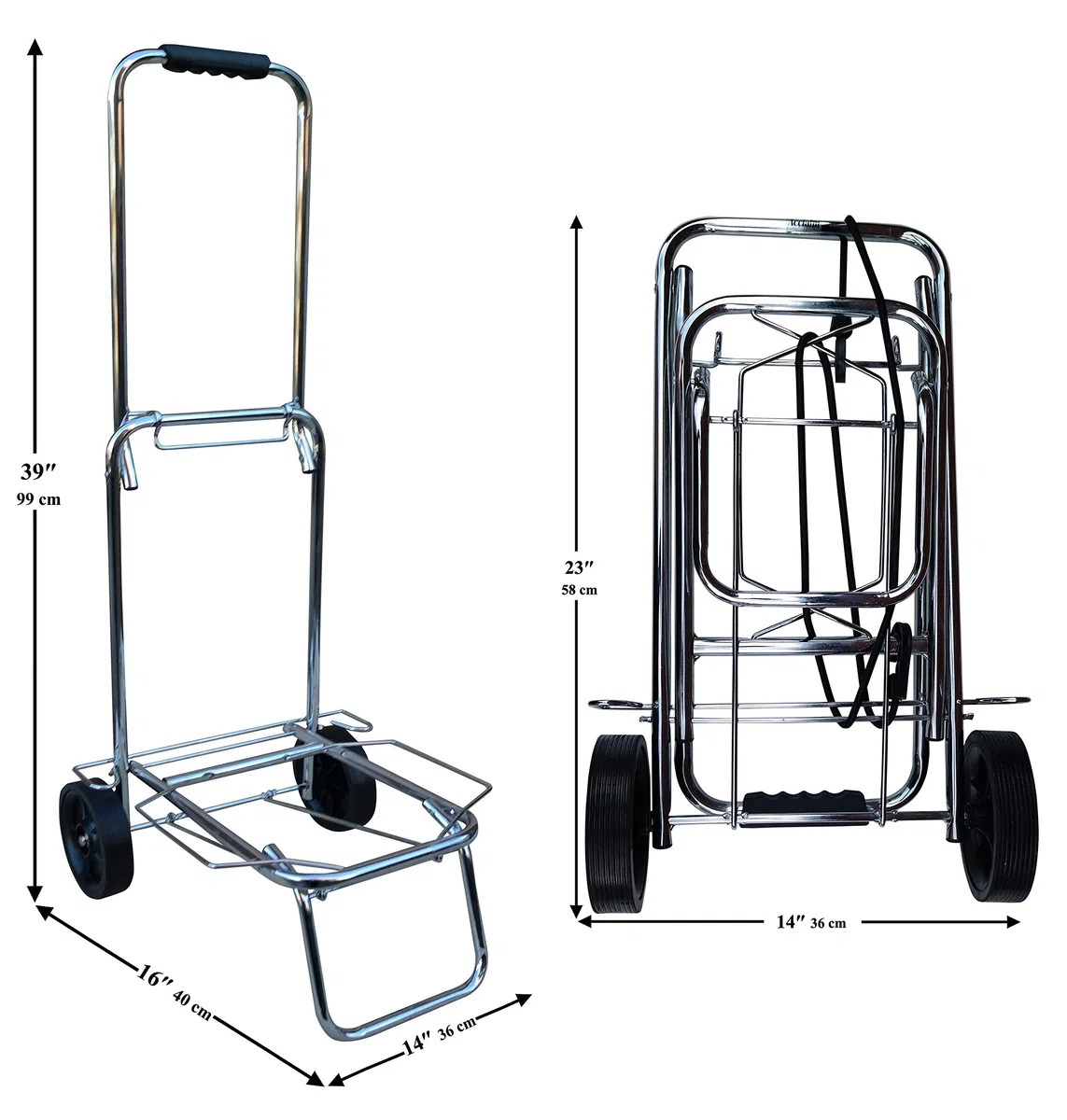 Acclaim Chrome Pieghevole Pieghevole Ciotole in Metallo Borsa Bagagli Carrello Carrello Carrello Maniglia Pieghevole Altezza 39"