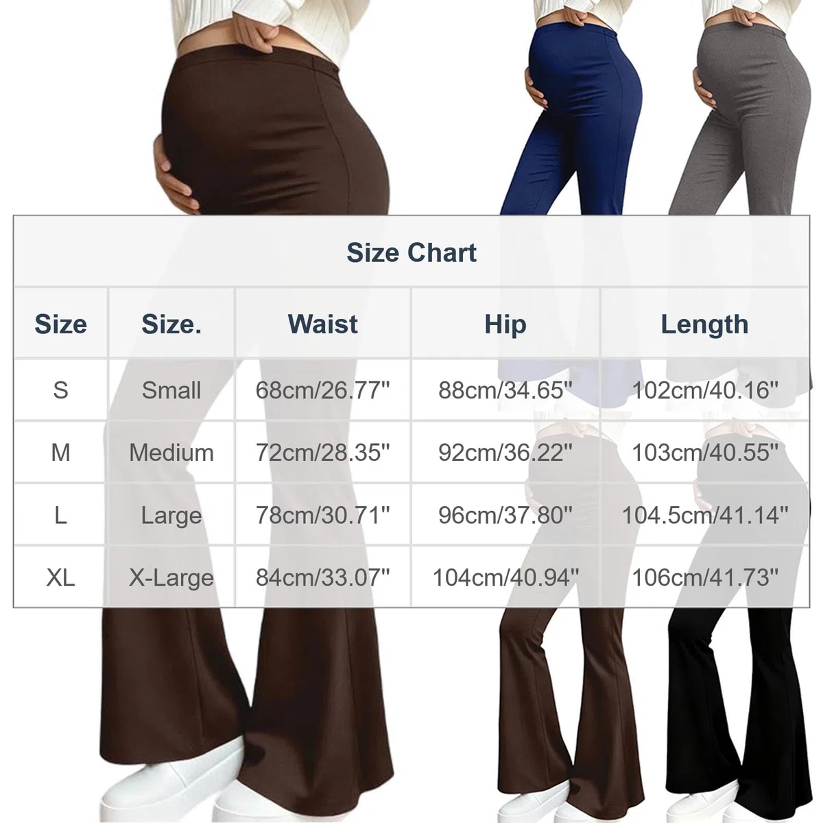 Leggings Premaman Donna a Vita Alta,Morbidi Elasticizzati Pantaloni a Zampa Supporto Addominale Leggins, Gravidanza Pantalone Confortevole Pants Casual Abbigliamento Leggings da Yoga