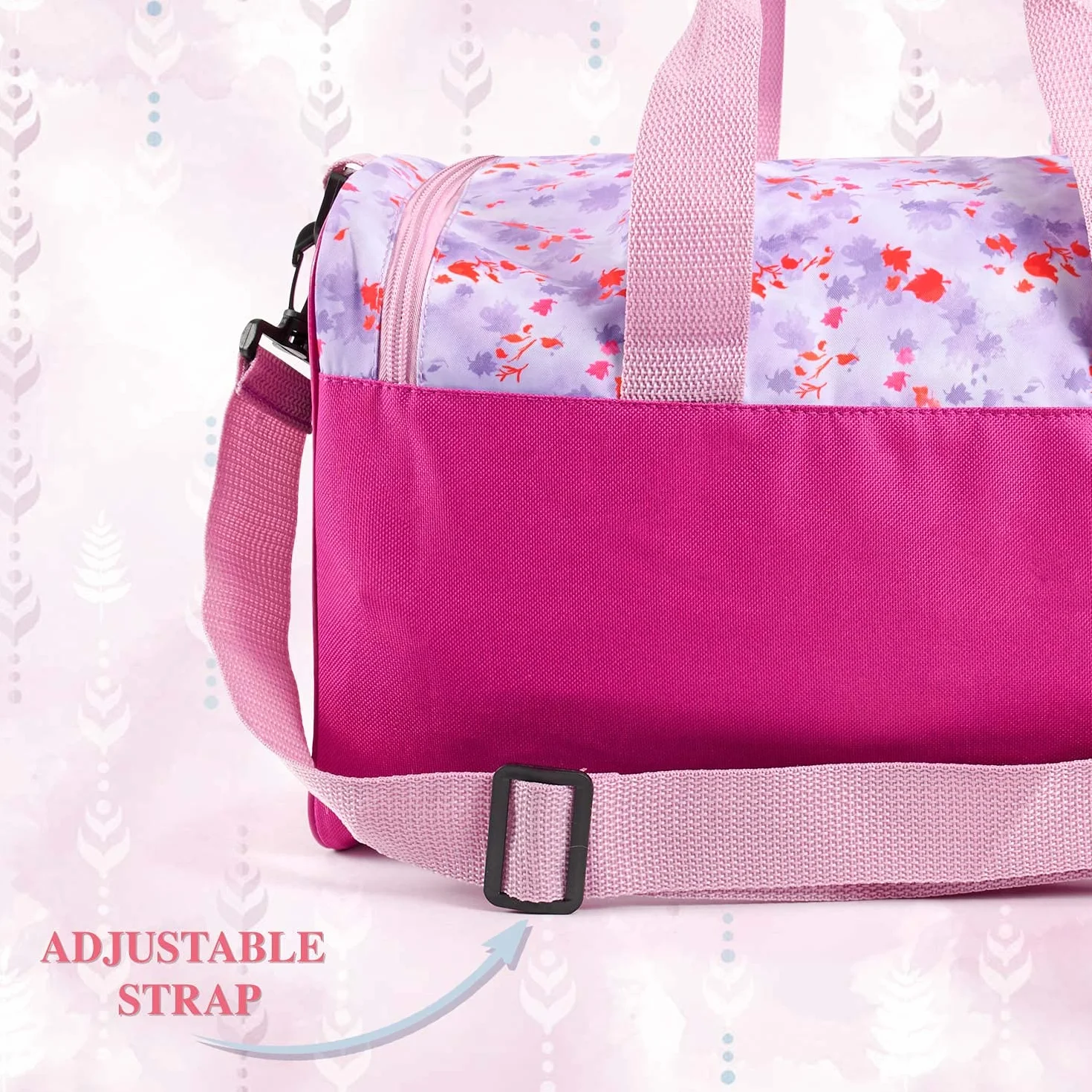 Borsa Sport Bambina con Stampa Principesse Anna Elsa Olaf - Sacca Sportiva Bimba Disney Frozen 2 con Tracolla - Borsone Palestra Rosa e Lilla per Bambine Tempo Libero e Viaggi - 35x22.5x15 - Perletti
