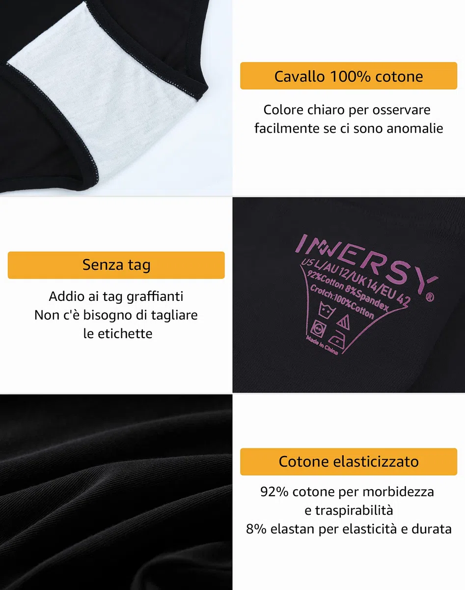 INNERSY Mutande Gravidanza Cotone Slip Premaman Vita Bassa V-Forma Pacco da 5
