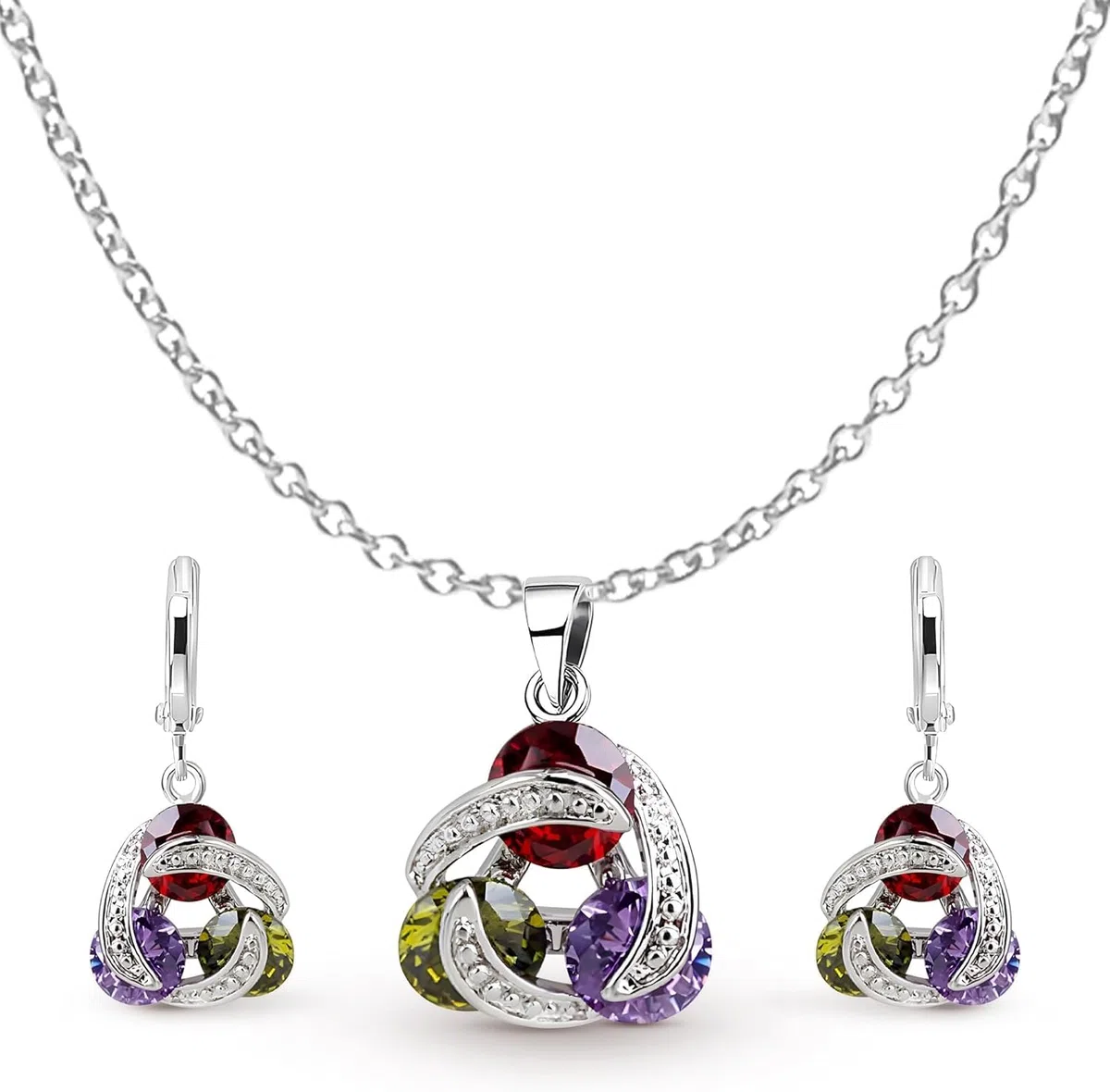 Crystalline Azuria Parure di gioielli da donna con collana e orecchini in zirconia cubica
