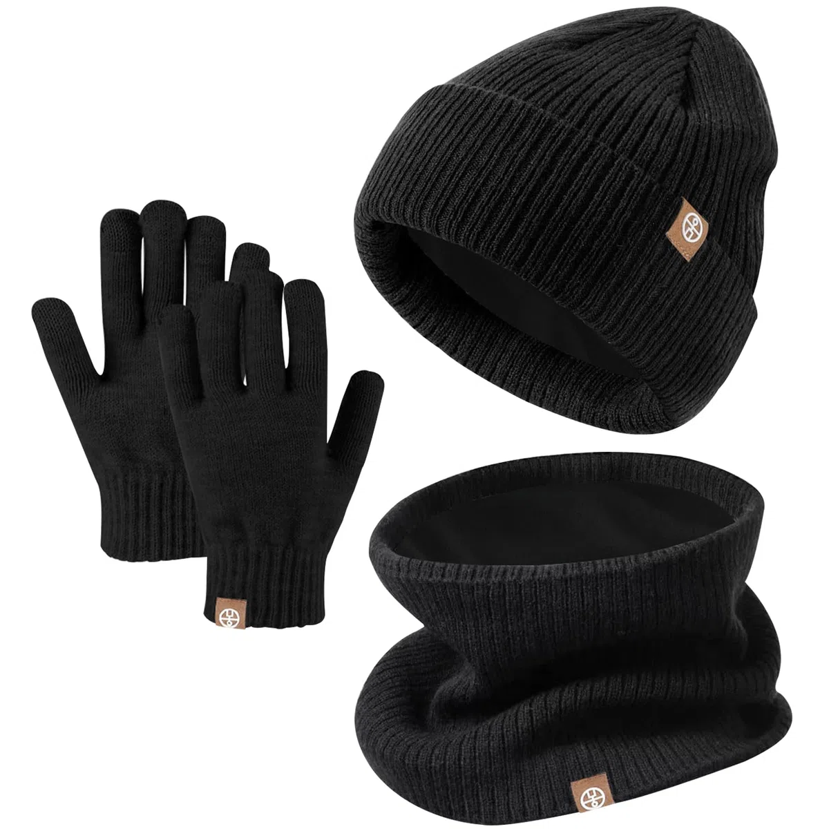 Set Invernale Bambini 3 Pezzi: Cappello di Maglia, Sciarpa e Guanti Touchscreen - Berretto con Fodera in Pile Caldo per Ragazze e Ragazzi 5-12 Anni