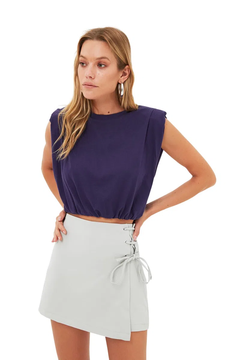 Trendyol - Women Basic High Waist Skinny Fit Skort Shorts, Boxer Bambino Donna