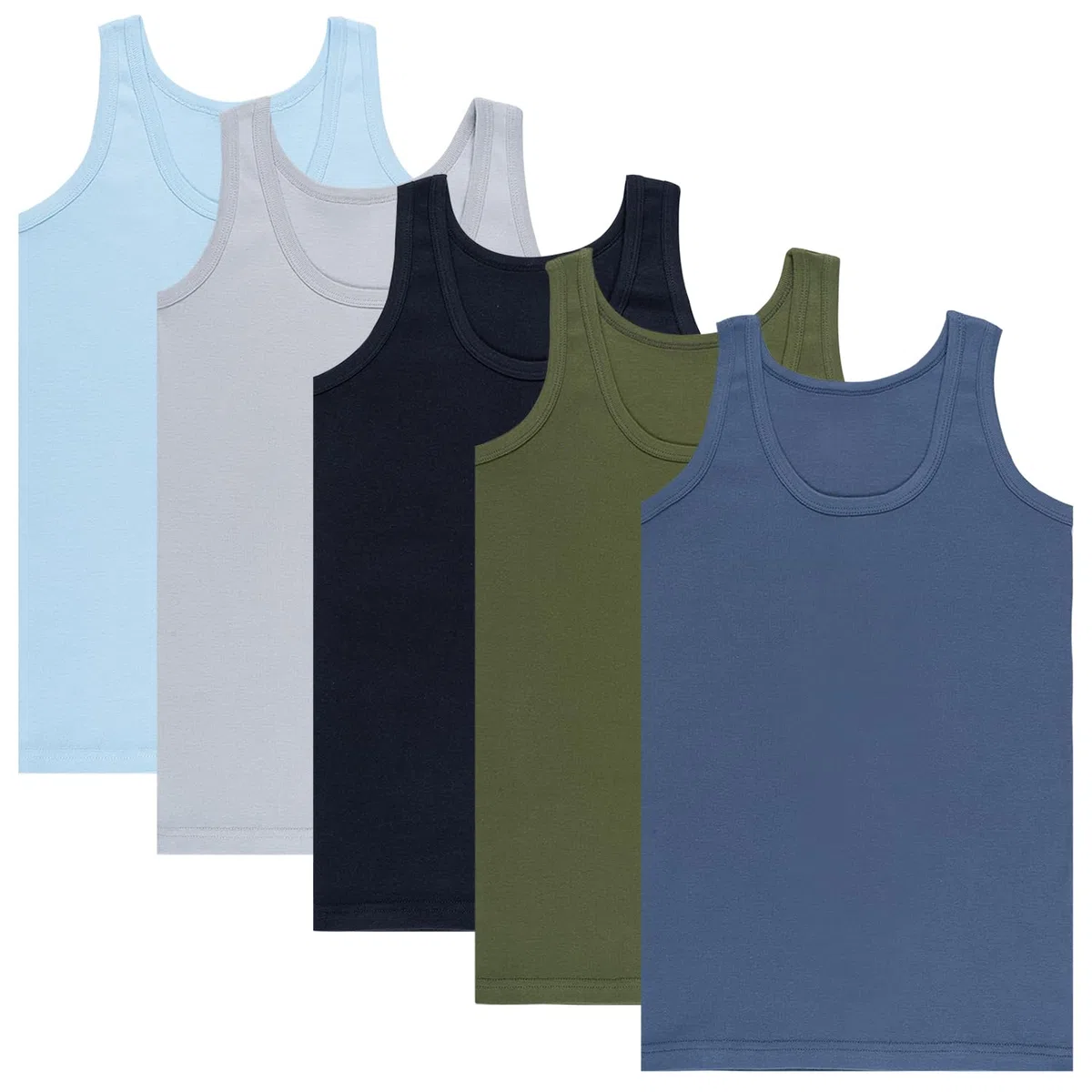 LOREZA ® 5 Ragazzi Biancheria Canottiere Intima 100% Cotone Senza Cuciture Laterali Canotta