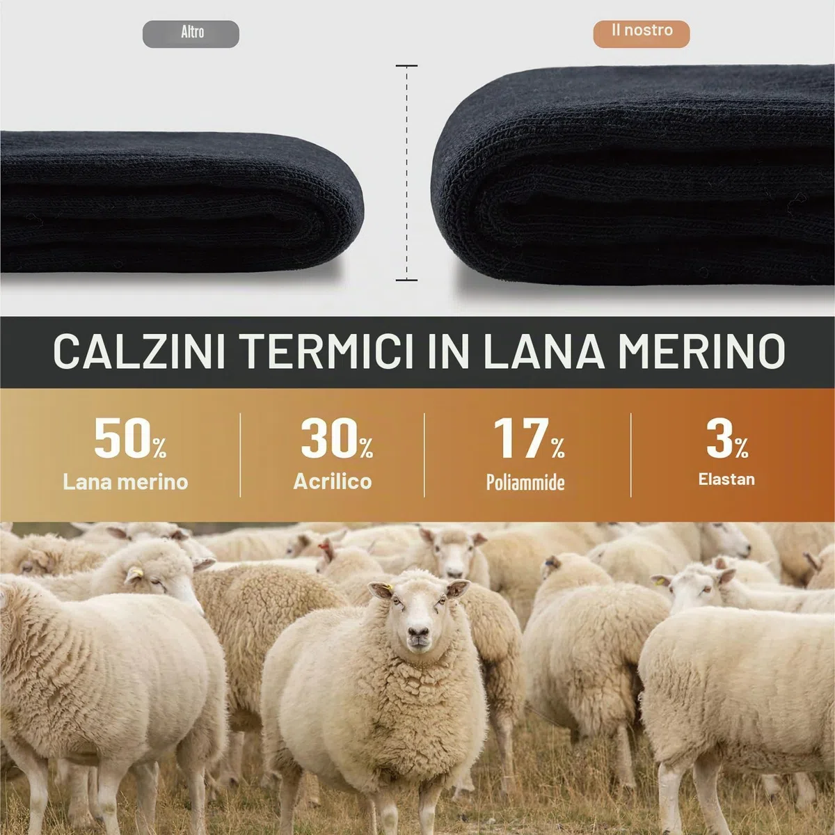 Niorasen Calze Invernali Termiche da Uomo e Donna, Calze Invernali da Trekking in Lana Merino, Calzini Traspiranti, Calze Sportivi per Ciclismo, Trail Running, Sci, Calze Lavoro, 3 Paia