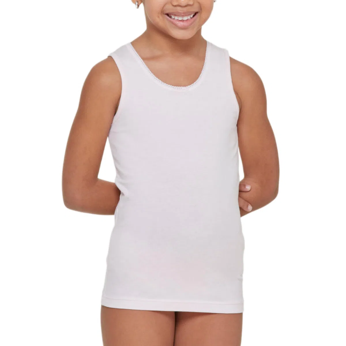 Canottiera (6 Pezzi) 100% Caldo Cotone Bambina Ragazza Spalla Larga Invernale
