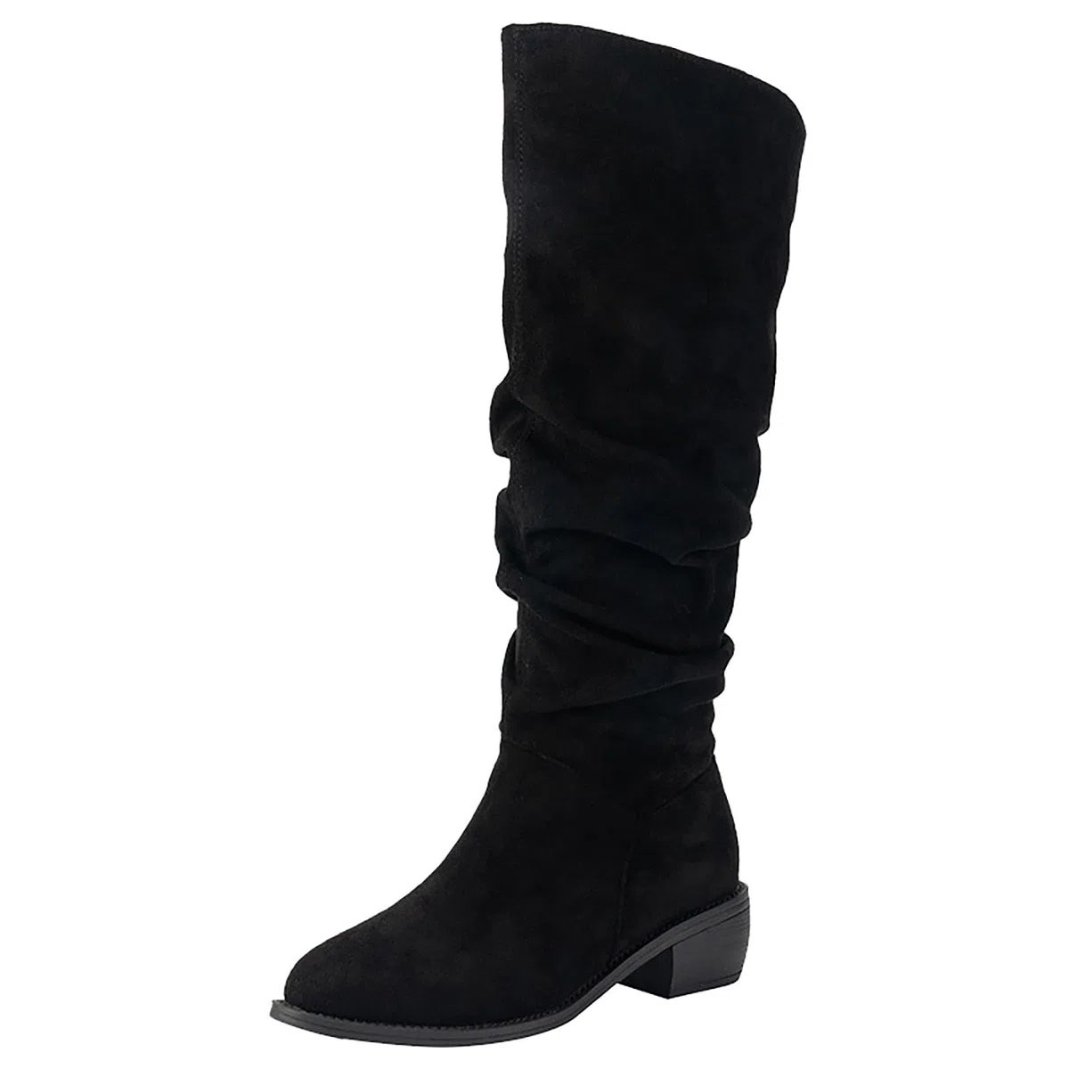 Generisch Stivali alti da donna con tacco alto al ginocchio | tacco basso a punta svasata a punta lunga | Eleganti stivali alla moda in pelle scamosciata stivali invernali da donna