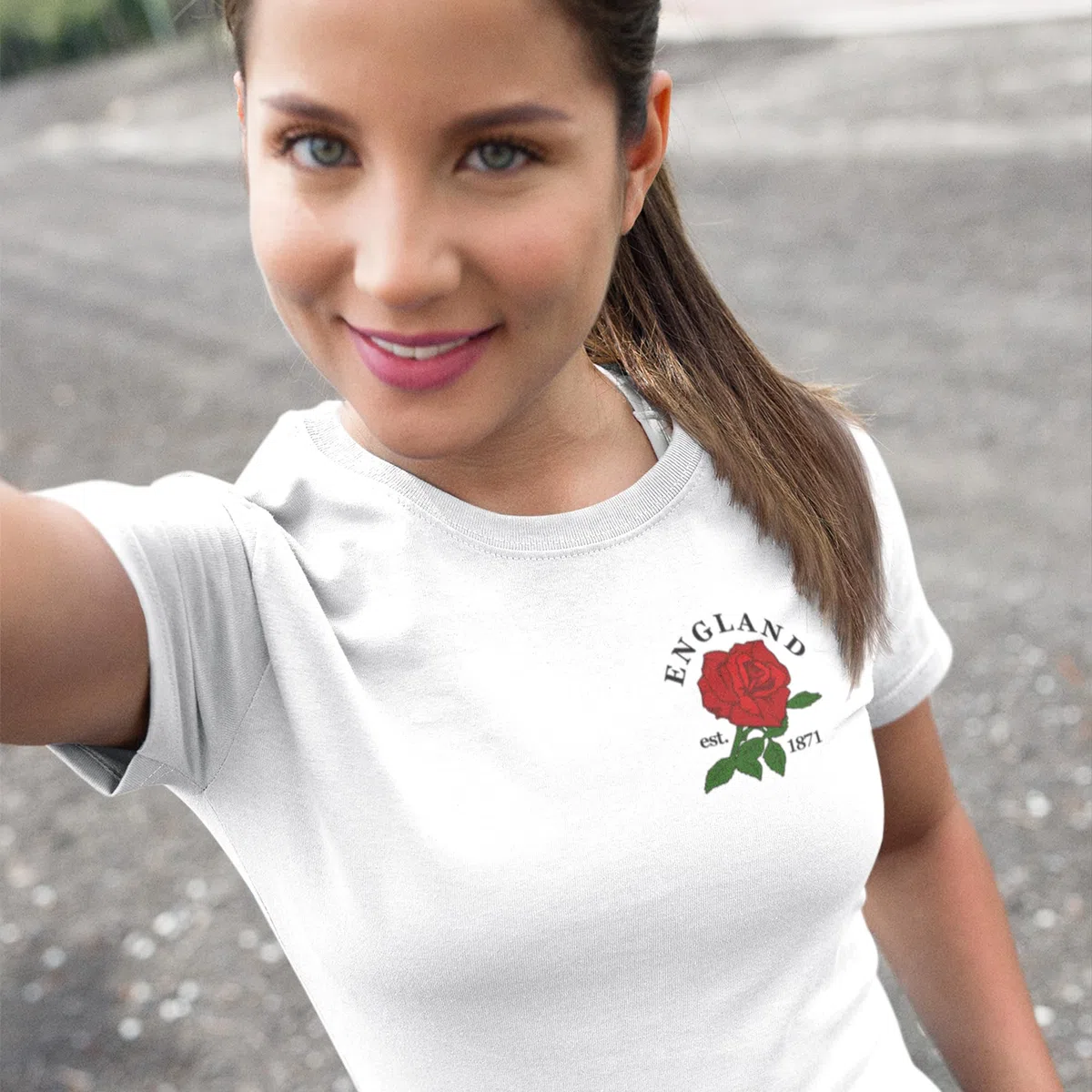 Maglietta da donna England Rose Badge 1871 Rugby tifoso maglietta da donna