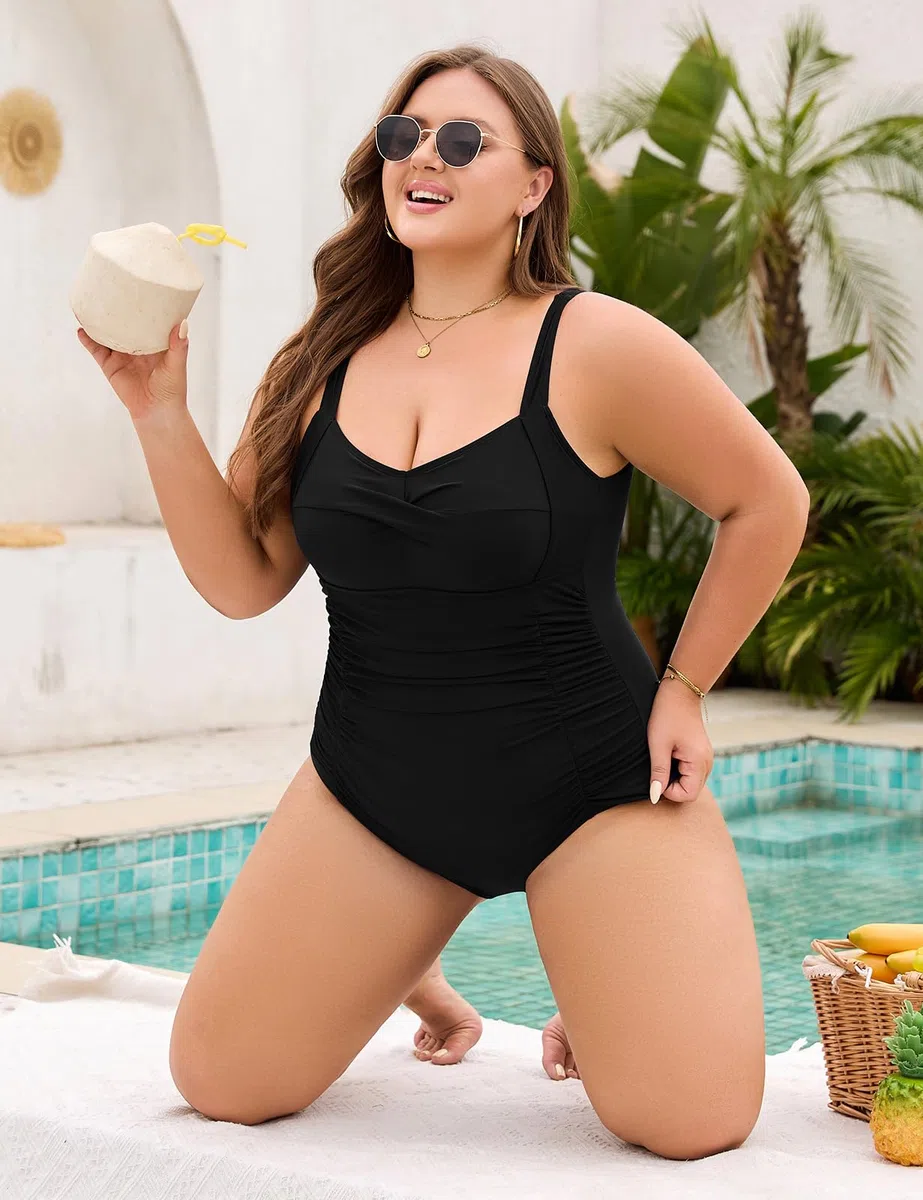 Costume Intero Donna Taglie Forti Controllo Addominale Costumi da Bagno Push Up Imbottito Reggiseno Swimsuit Piscina Stampe di Moda L-4XL