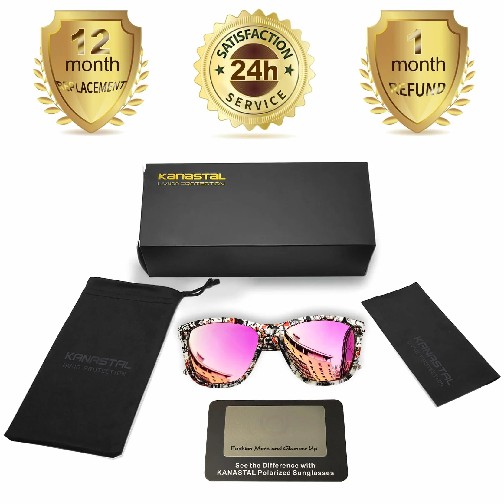 KANASTAL Occhiali da Sole da Donna Uomo Polarizzati Protezione UV400 Quadrati Retrò Classici Vintage Sunglasses per Spiaggia Viaggio Pesca