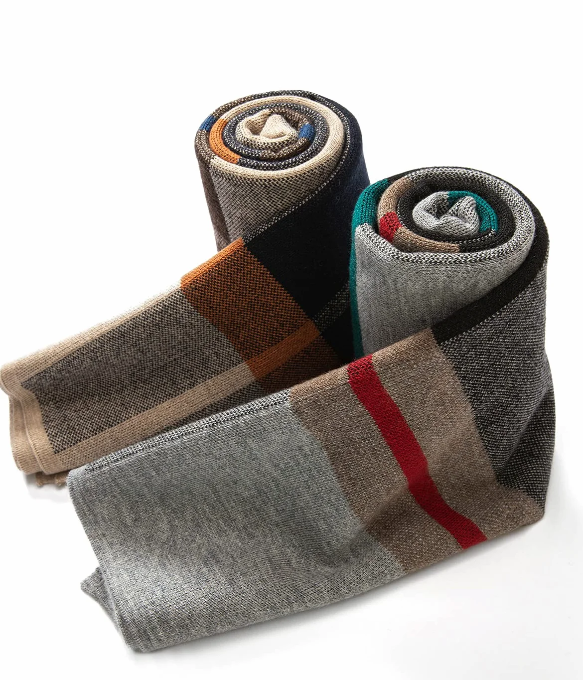 Villand Sciarpa Lavorata a Maglia Scozzese in Lana Merino Australiana per Uomo, Cravatte Calde e Morbide Invernali Scozzesi con Confezione Regalo, 30CM W x 180CM L