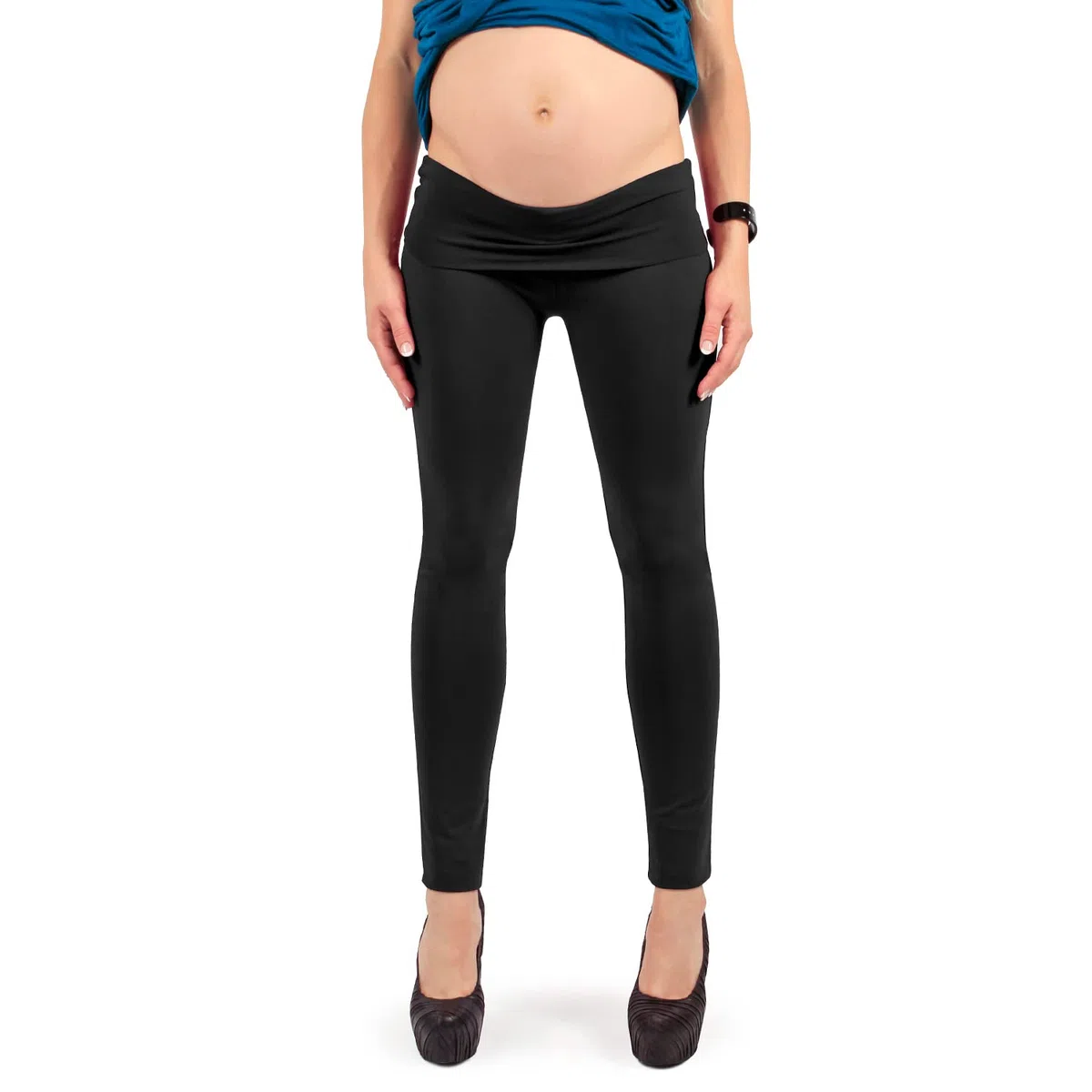 MAMAJEANS Vienna - Leggins Donna Premaman in Cotone Felpato, Abito Invernale, Perfetta vestibilità, Abbigliamento per la Gravidanza - Made in Italy