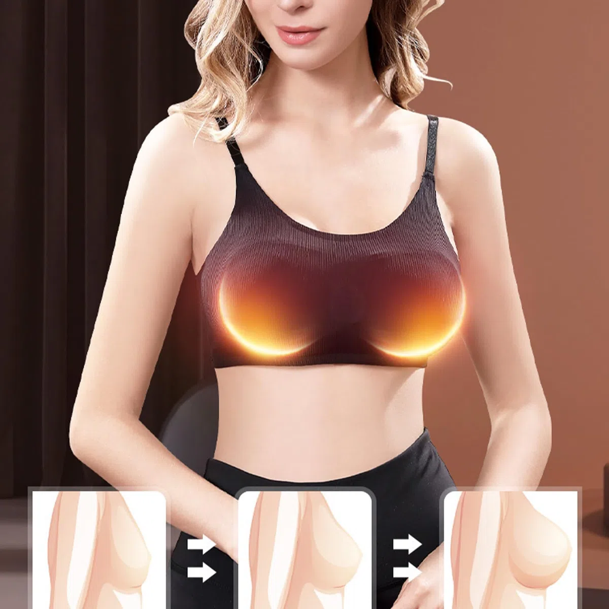 Massaggiatore Seno,Reggiseno Massaggiatore Rassodante Seno | Dispositivo Indossabile Riutilizzabile con 3 Modalità per Donne in Gravidanza, Post Parto e Allattamento