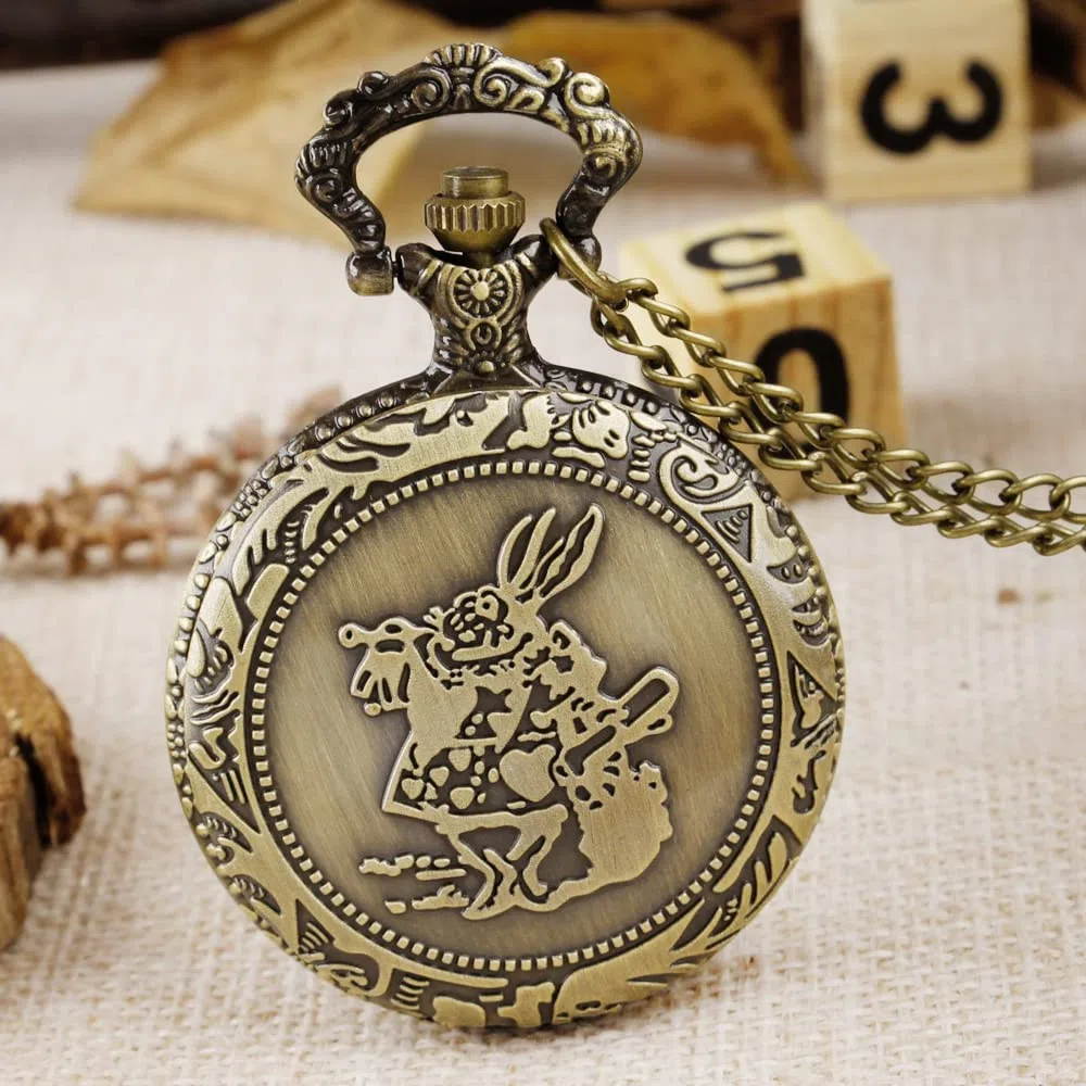Tiong Women's Pocket Watch Quartz Arabic/Roman Numerals Dial Pocket Watches with Necklace Pendant for Womens Girls