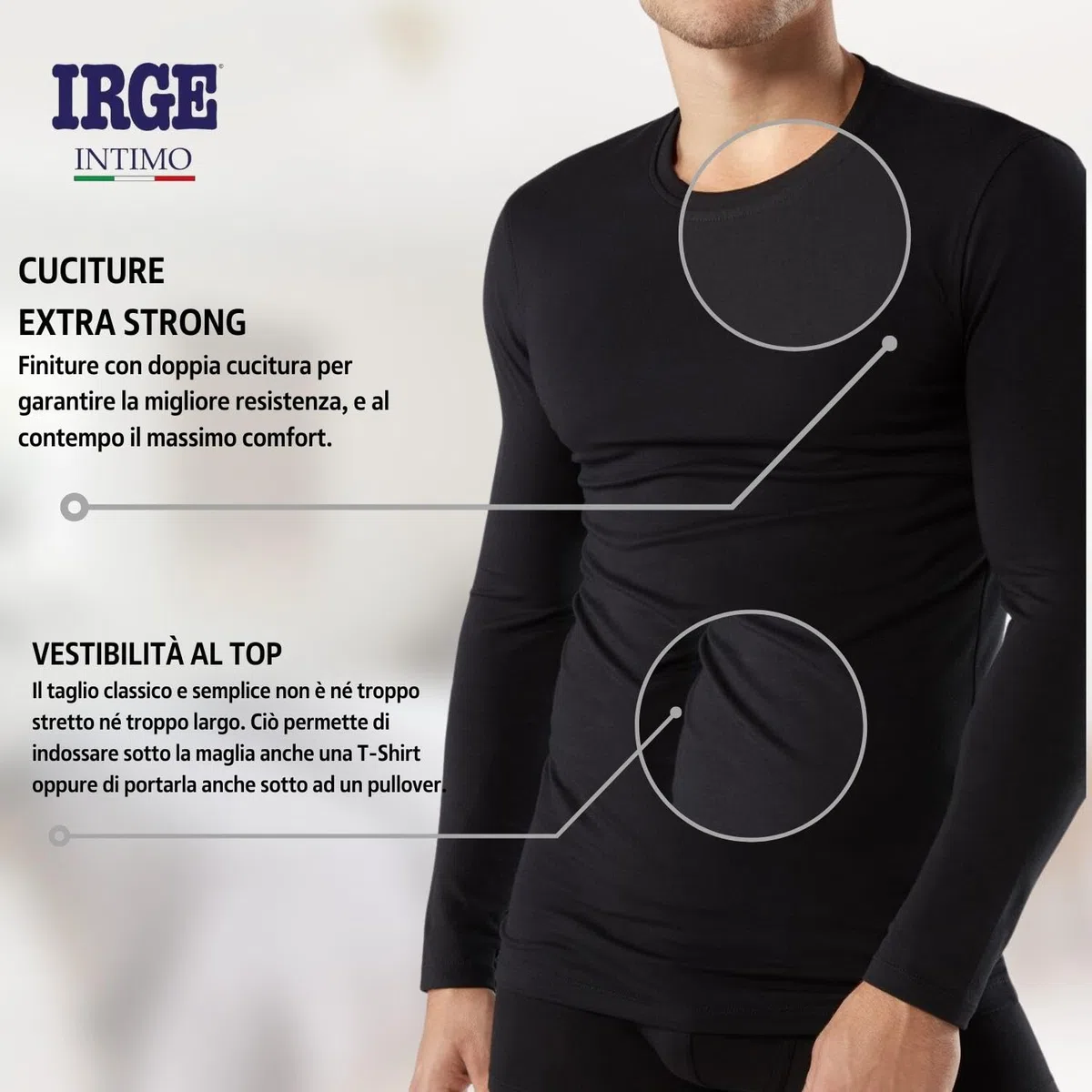 Intimitaly Irge Maglia Termica Uomo Manica Lunga (Pacco da 2) in Caldo Cotone Interlock