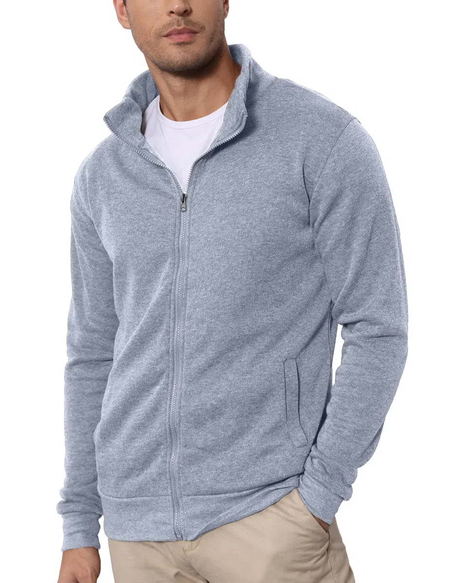 PRIVIMIX Felpa Uomo Senza Cappuccio con Cerniera Zip Invernale Hoodie Pullover M-3XL