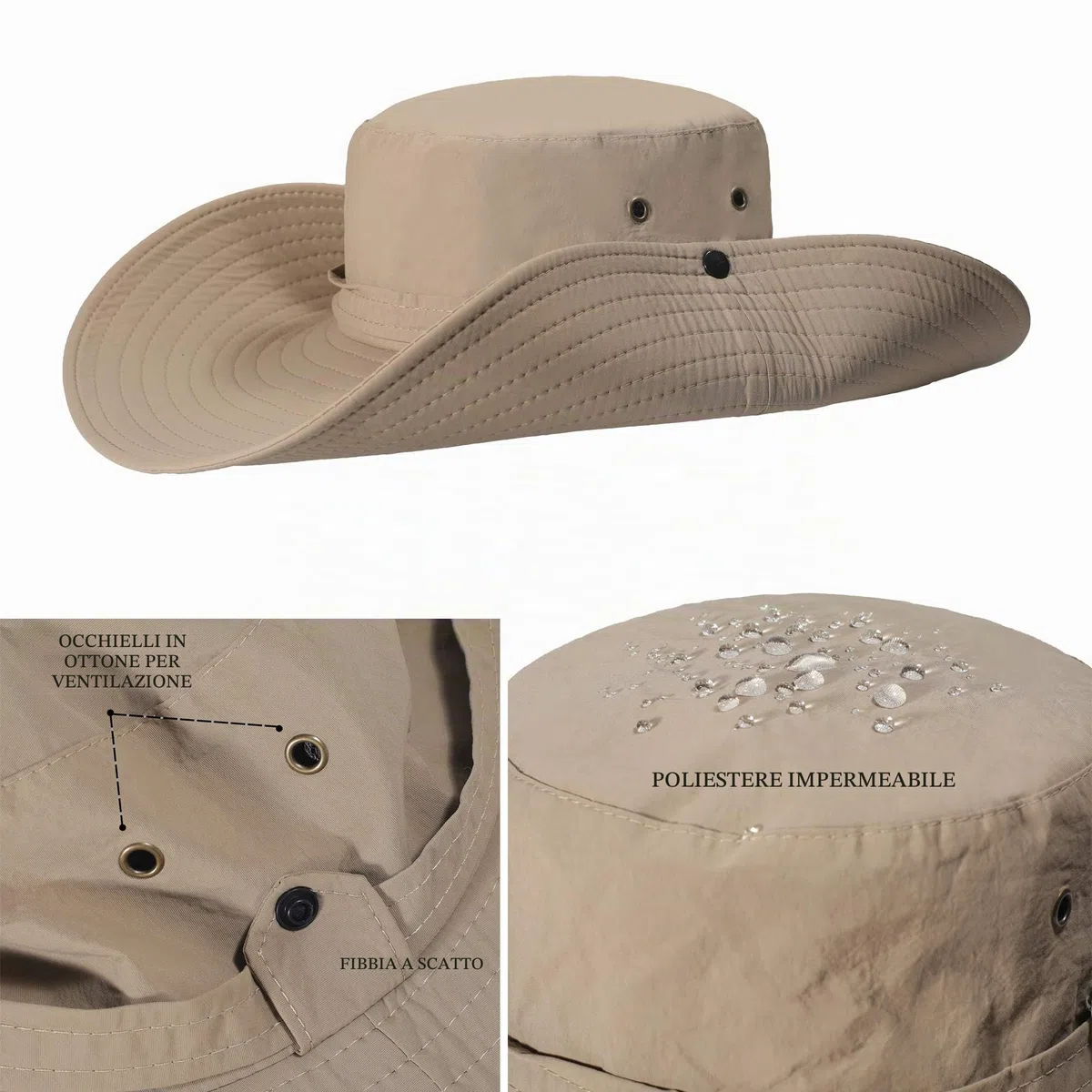 ZLYC Cappello da sole a tesa larga da uomo protezione UV Safari cappello Boonie cappello estivo da pescatore
