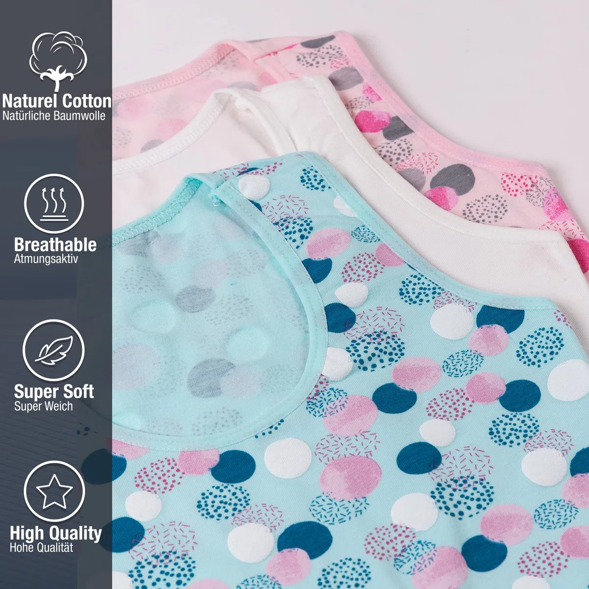 LOREZA ® 5 Cannottiera da Bambina in Cotone Canotta Intima Vari Disegni Intimo 2-15 Anni